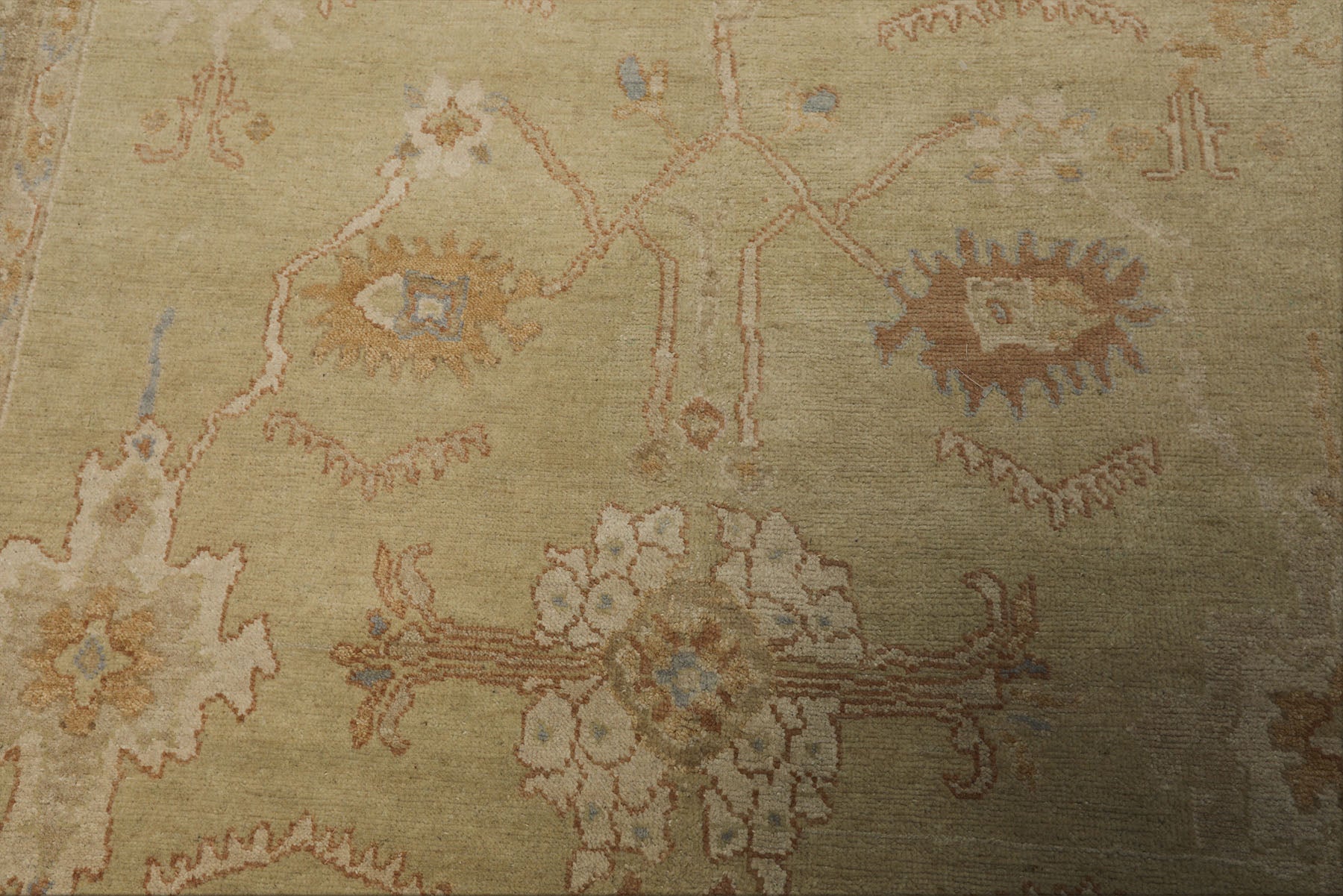 6x9 Beige, Brown, Slate Color Hand Knotted Oushak Wool Traditional Oriental Rug