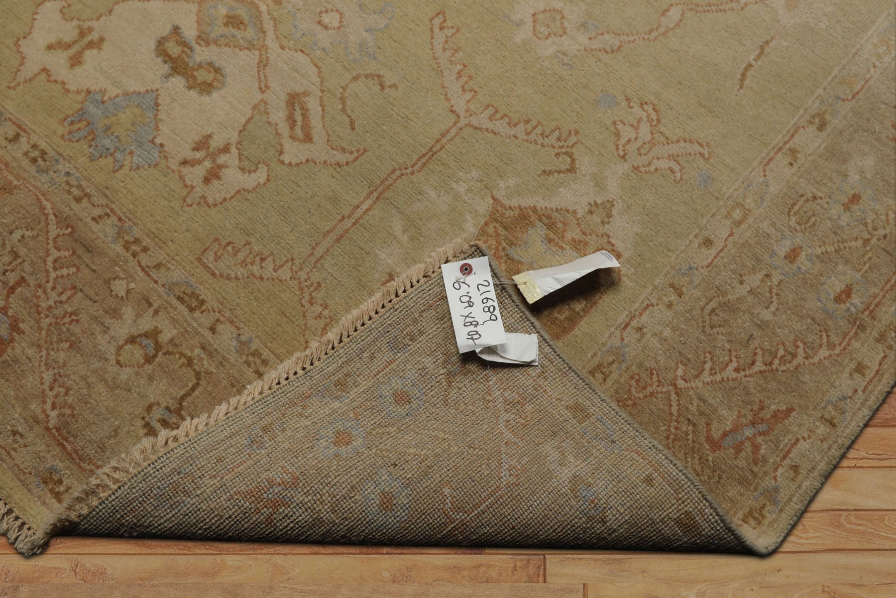 6x9 Beige, Brown, Slate Color Hand Knotted Oushak Wool Traditional Oriental Rug