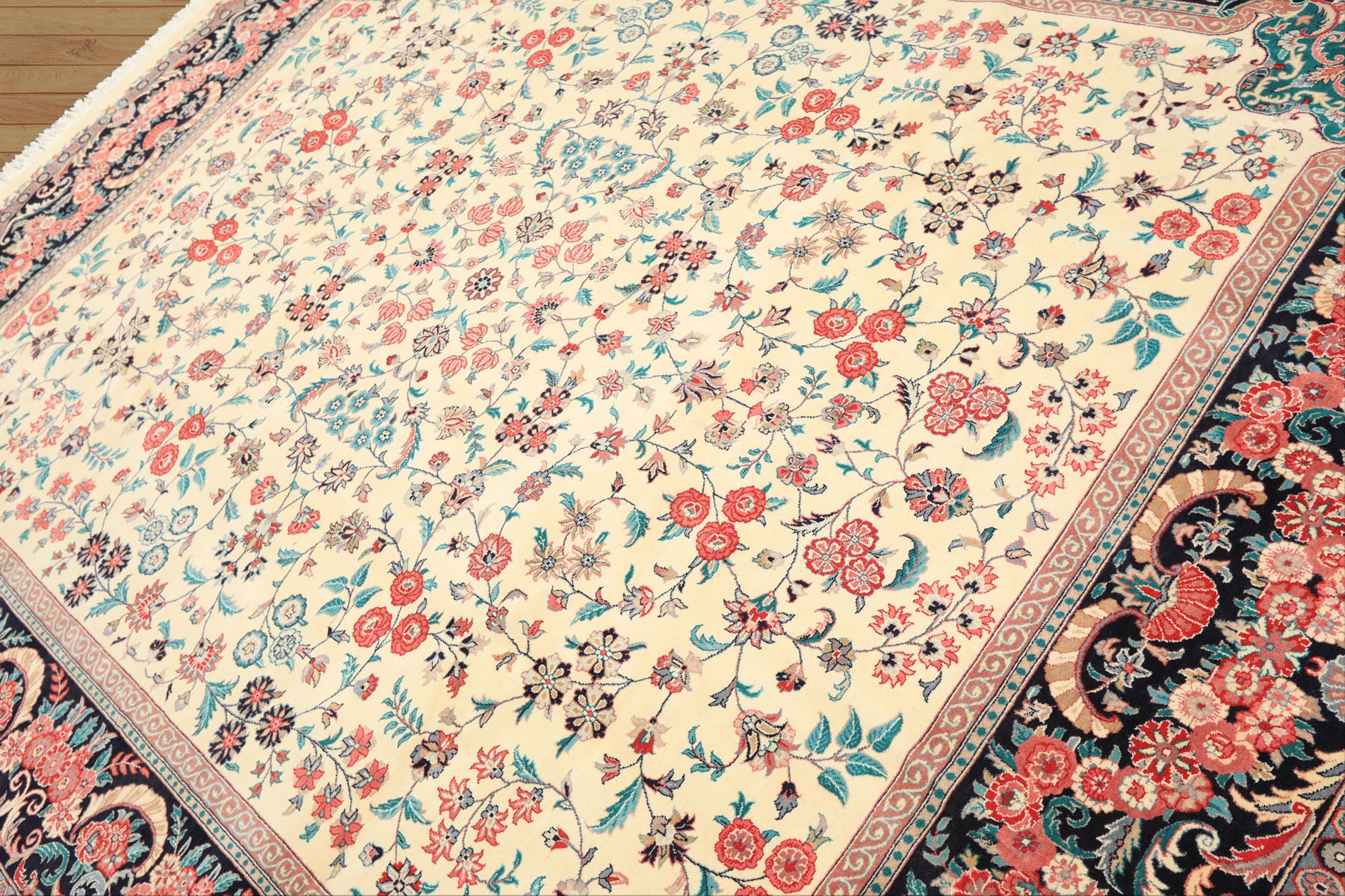 8x10 Ivory, Black, Turquoise Color Hand Knotted Pak Persian New Zealand Wool Traditional Oriental Rug