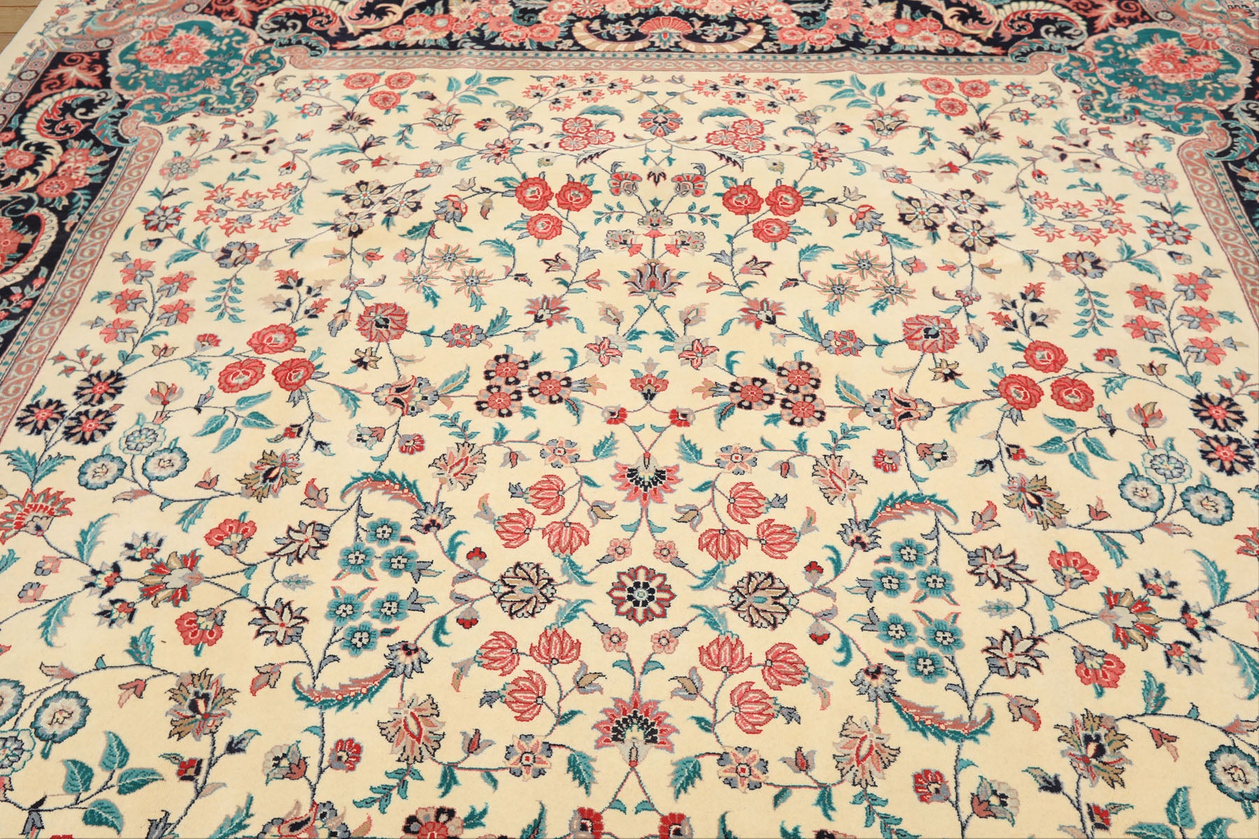 8x10 Ivory, Black, Turquoise Color Hand Knotted Pak Persian New Zealand Wool Traditional Oriental Rug