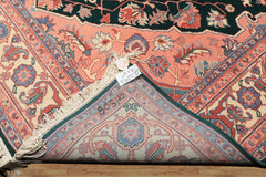 8x10 Emerald, Blush, Ivory Color Hand Knotted Indo Heriz Wool Traditional Oriental Rug