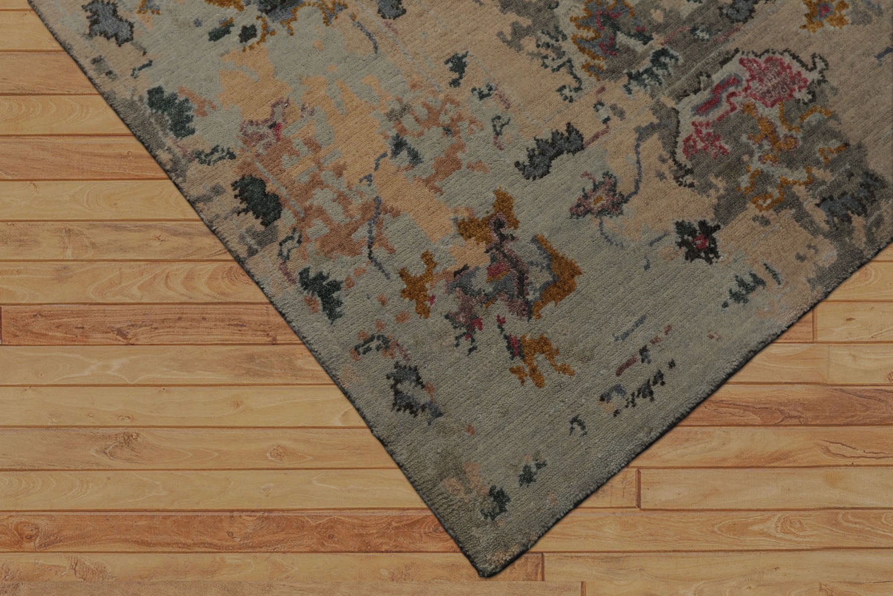 6x9 Taupe, Beige, Gray Color Hand Knotted Sherpa Wool & Bamboo Silk  Oriental Rug