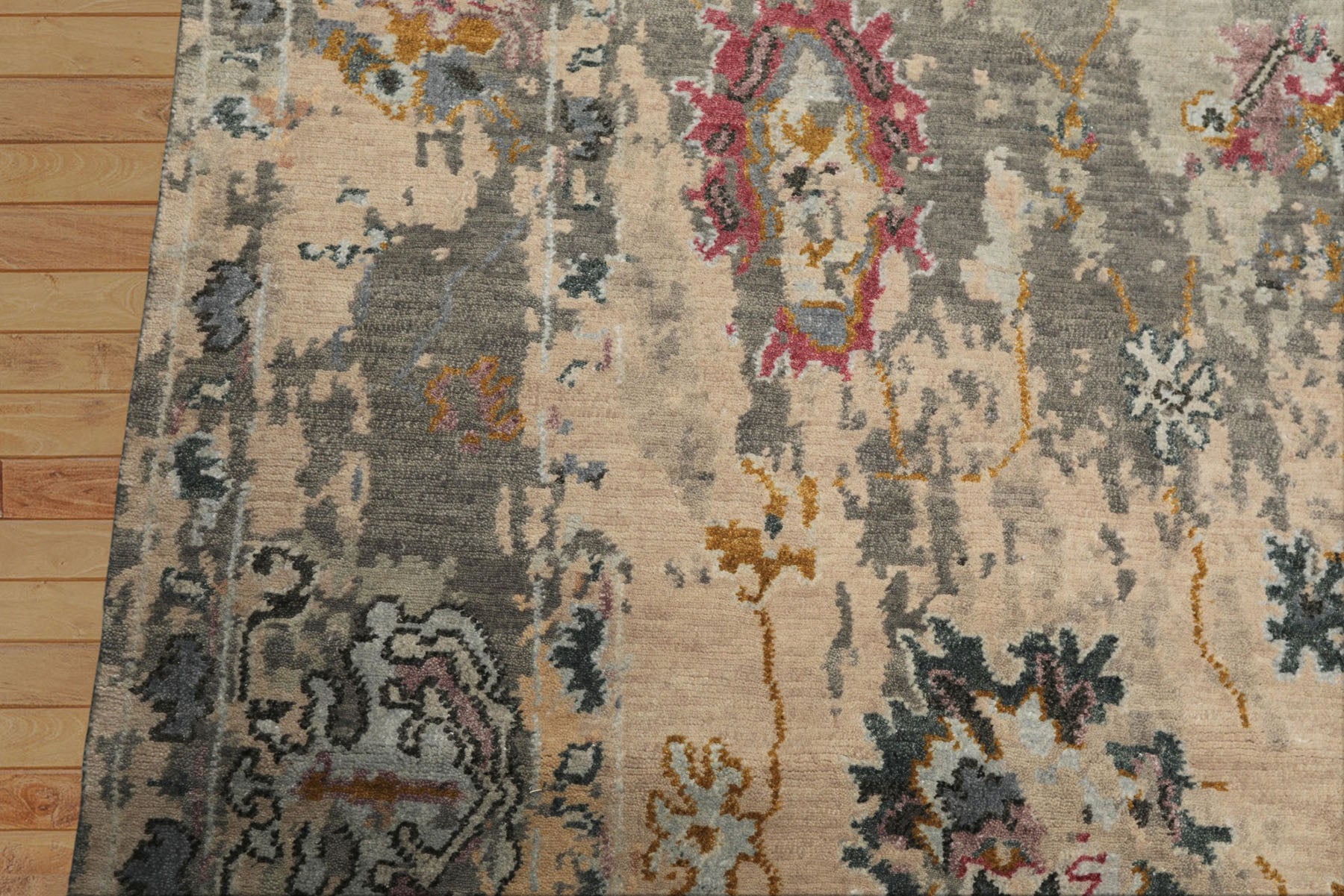 6x9 Taupe, Beige, Gray Color Hand Knotted Sherpa Wool & Bamboo Silk  Oriental Rug