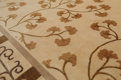 8x10 Beige, Brown, Caramel Color Hand Knotted All-Over Wool & Silk Transitional Oriental Rug