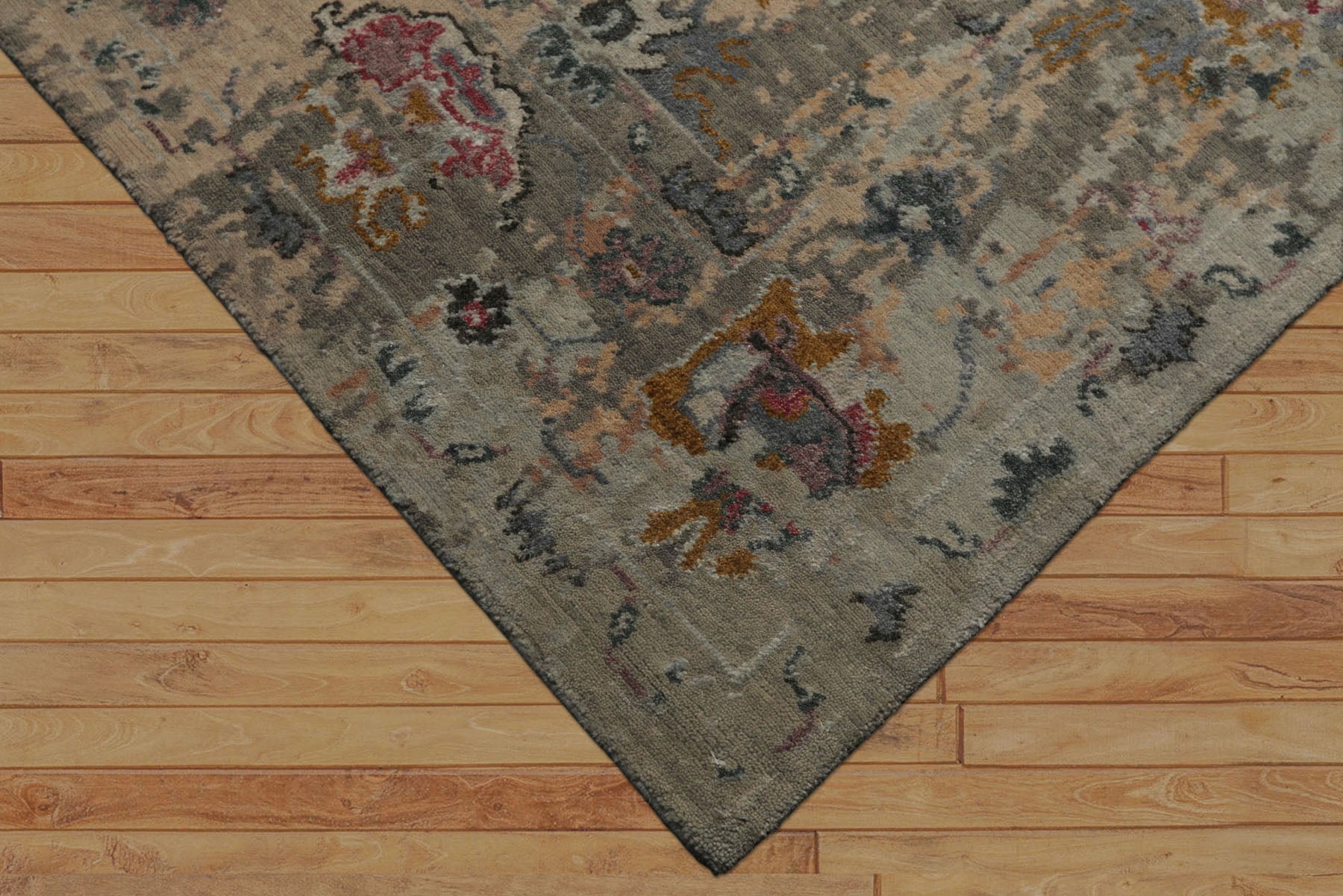 6x9 Taupe, Beige, Gray Color Hand Knotted Sherpa Wool & Bamboo Silk  Oriental Rug