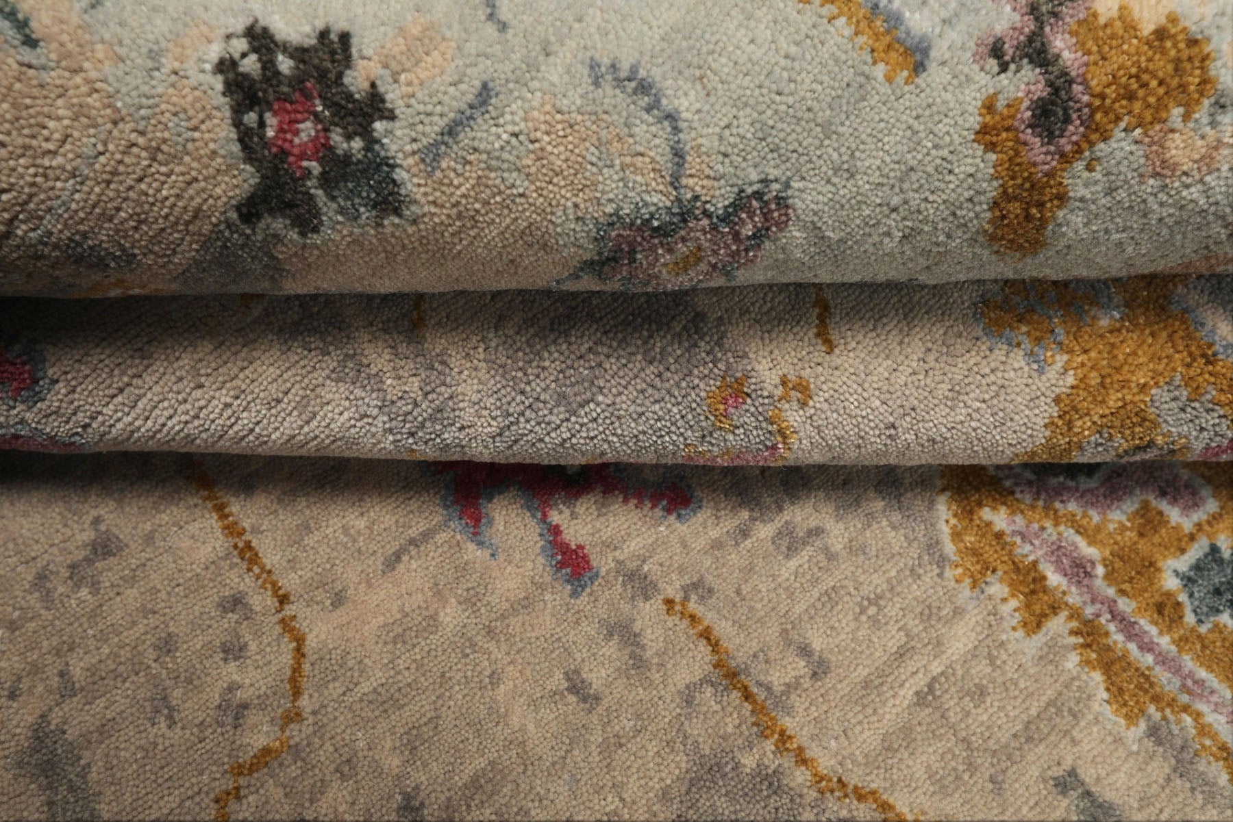 6x9 Taupe, Beige, Gray Color Hand Knotted Sherpa Wool & Bamboo Silk  Oriental Rug