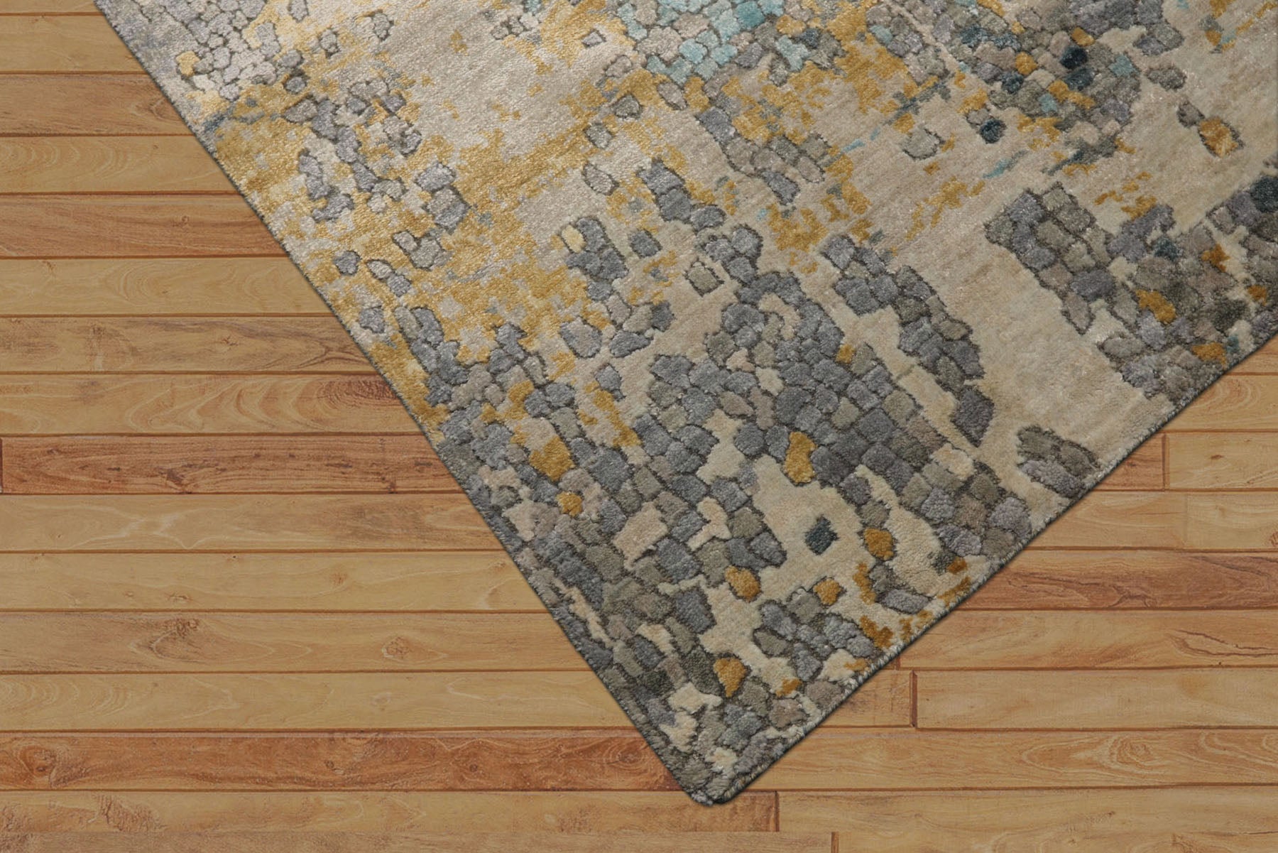 6x9 Taupe, Gray, Beige Color Hand Loomed Sherpa Wool & Bamboo Silk  Oriental Rug