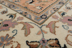 6x9 Peach, Ivory, Blue Color Hand Knotted Indo Kashan Wool Traditional Oriental Rug