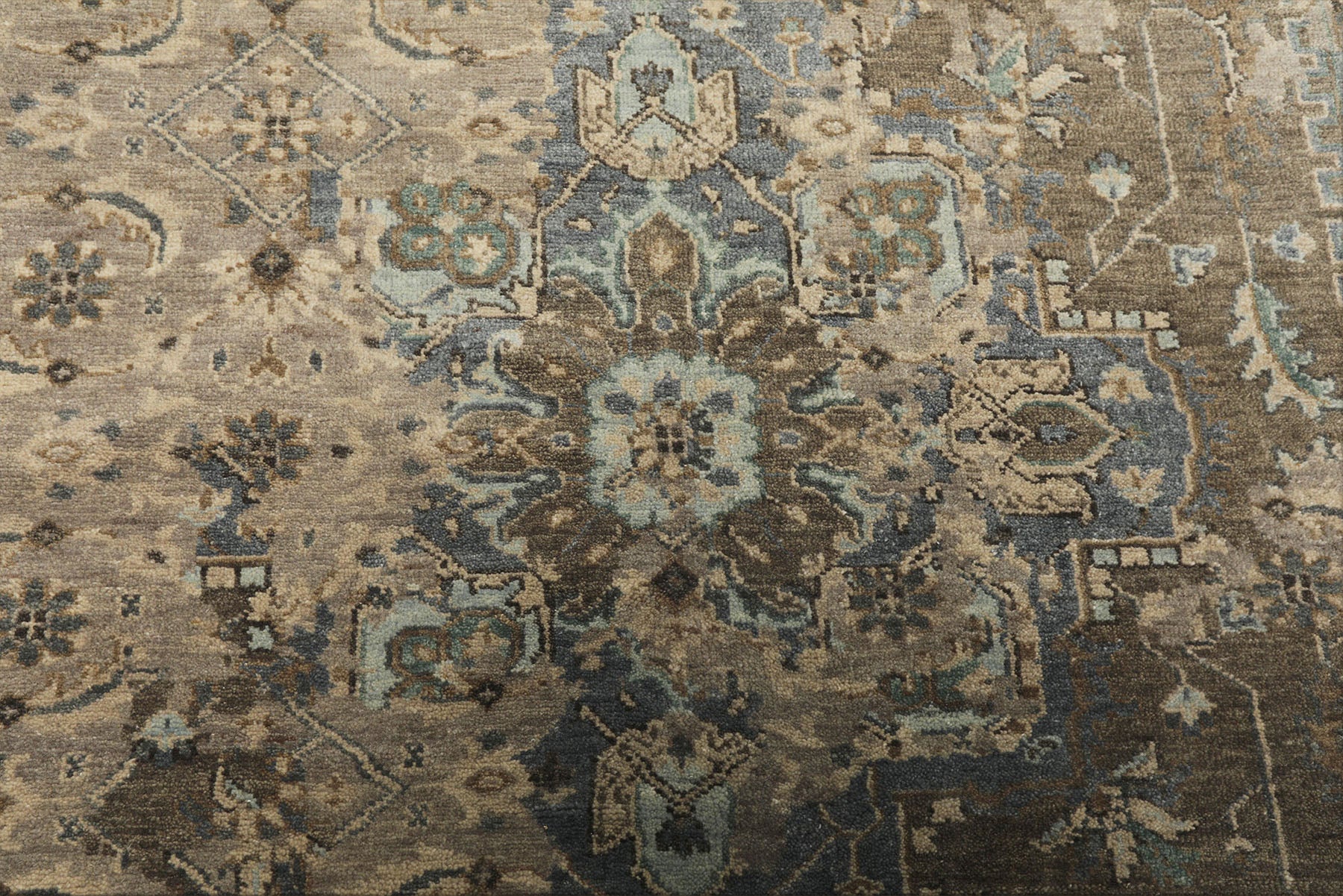6x9 Brown, Beige, Teal Color Hand Knotted Oushak Wool Traditional Oriental Rug