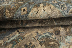 6x9 Brown, Beige, Teal Color Hand Knotted Oushak Wool Traditional Oriental Rug