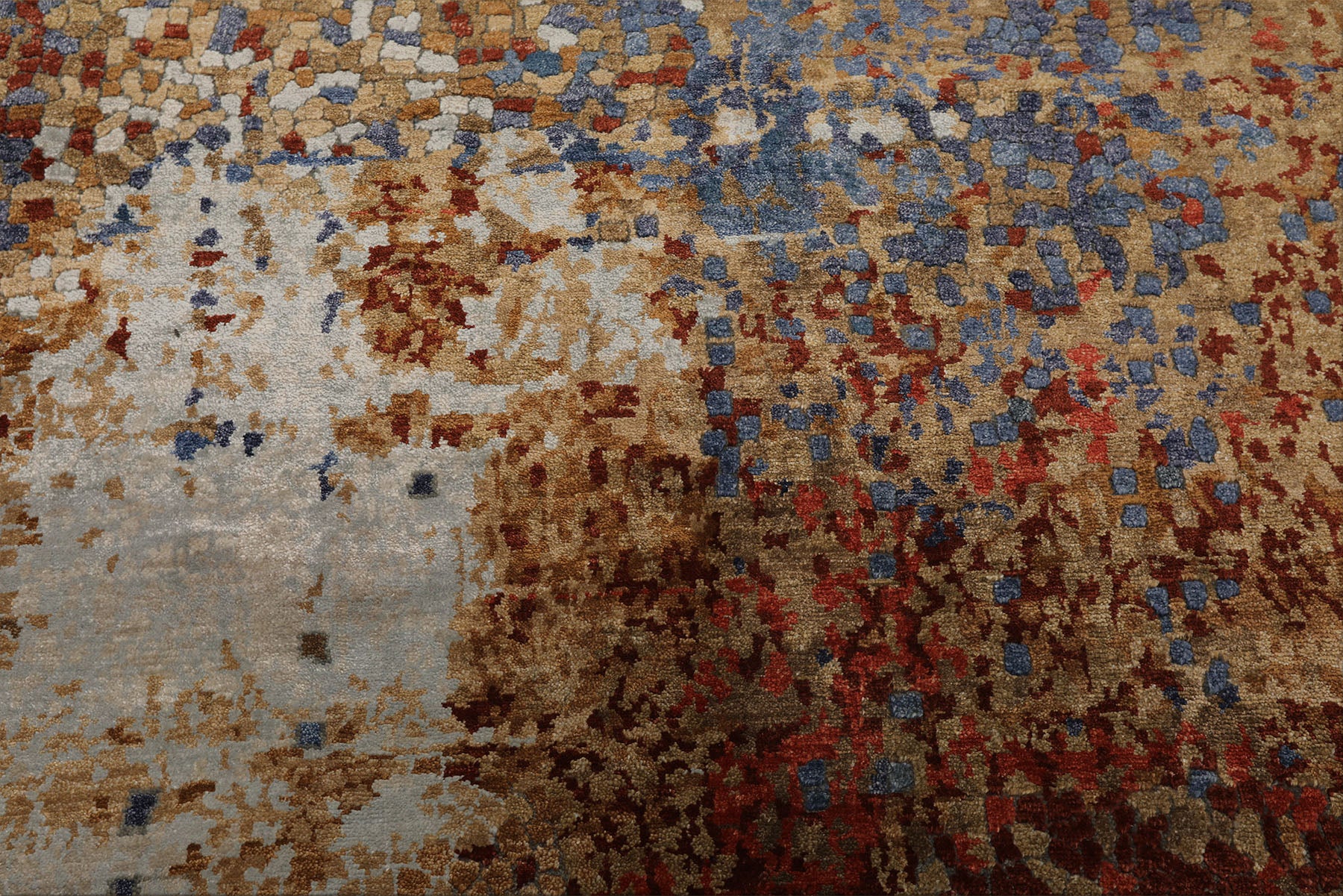 6x9 Blue, Coral, Tan Color Hand Loomed Sherpa Wool & Bamboo Silk Modern Oriental Rug