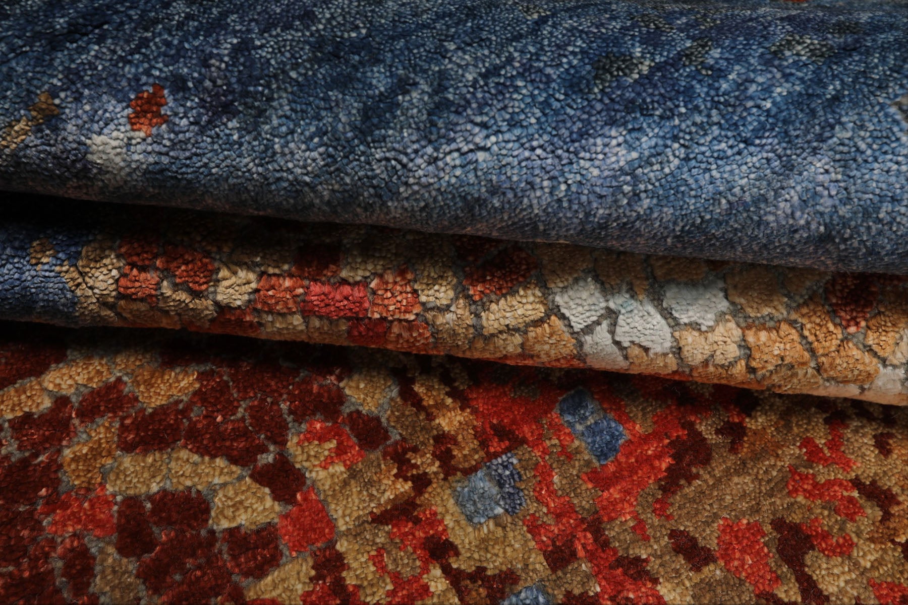 6x9 Blue, Coral, Tan Color Hand Loomed Sherpa Wool & Bamboo Silk Modern Oriental Rug