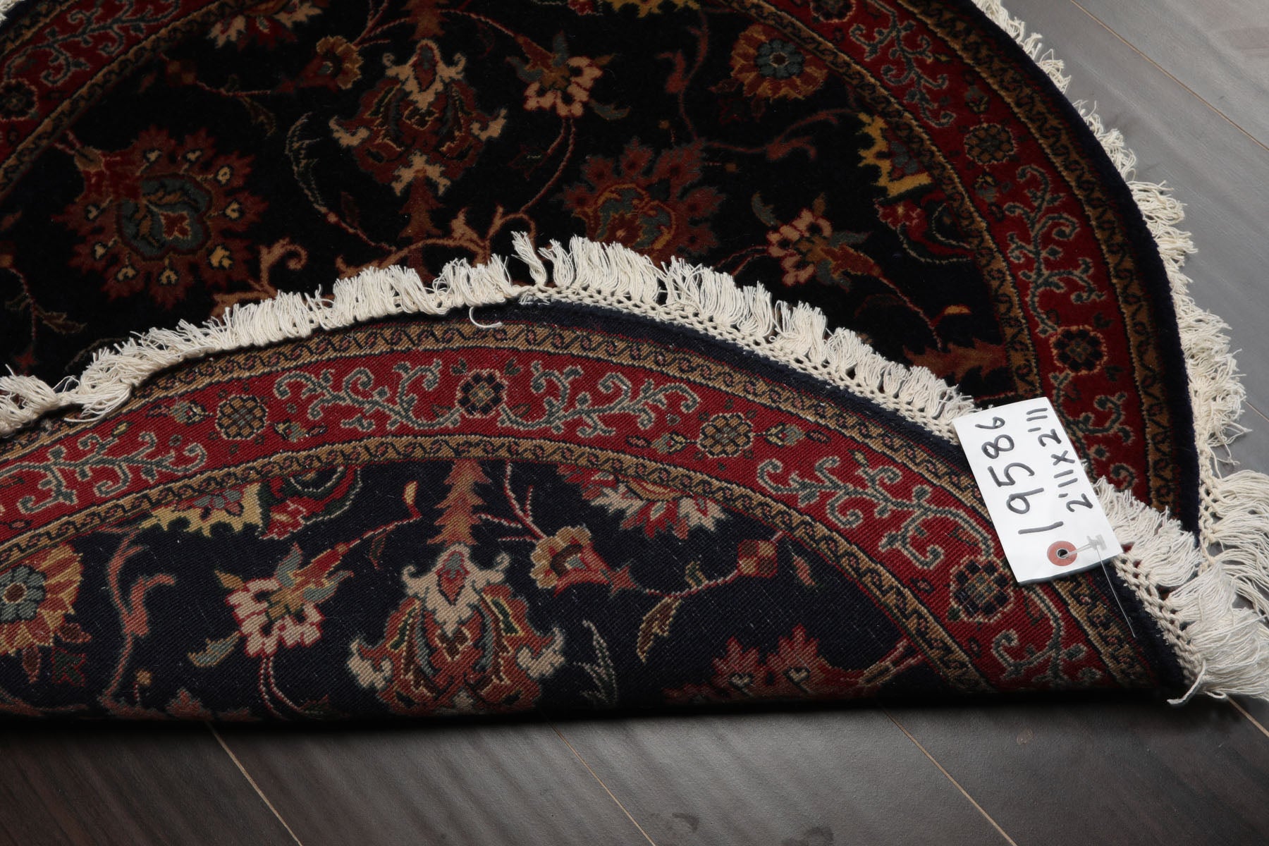 Round Midnight Blue, Burgundy, Rose Color Hand Knotted Agra New Zealand Wool Traditional Oriental Rug