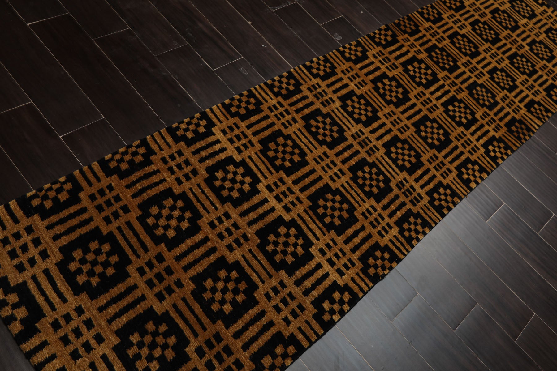 3x5 Black, Gold, Color Hand Knotted Tibetan Wool Art Deco Oriental Rug