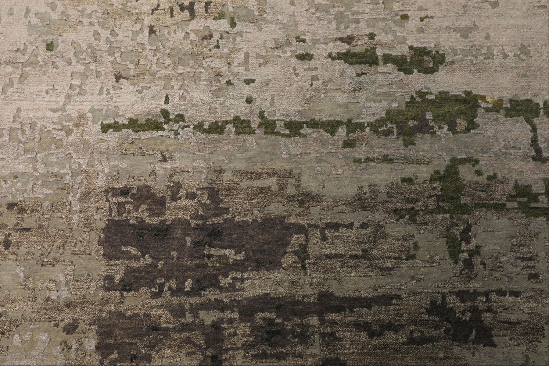 6x9 Beige, Taupe, Green Color Hand Knotted Sherpa Wool & Bamboo Silk Modern Oriental Rug