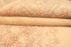 6x9 Tan, Blush, Taupe Color Hand Knotted Indo Kerman Wool Traditional Oriental Rug