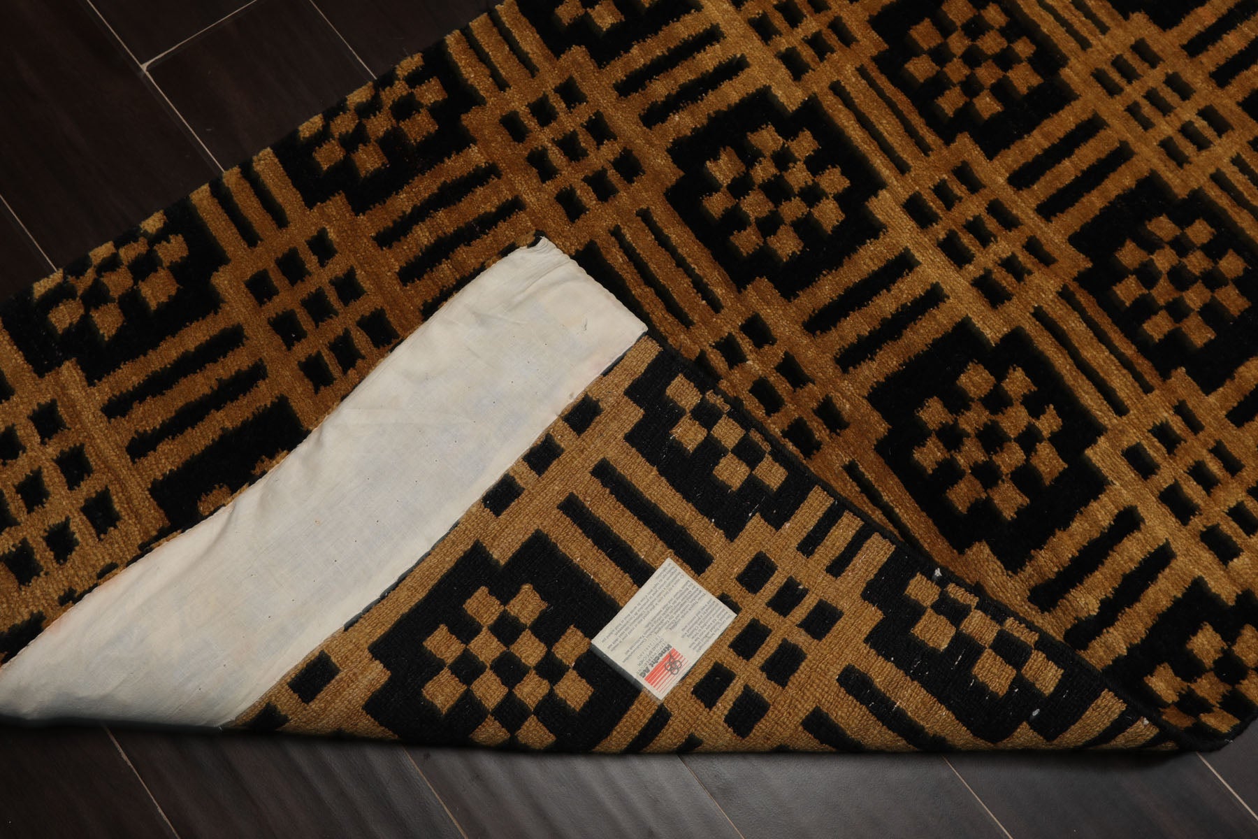 3x5 Black, Gold, Color Hand Knotted Tibetan Wool Art Deco Oriental Rug