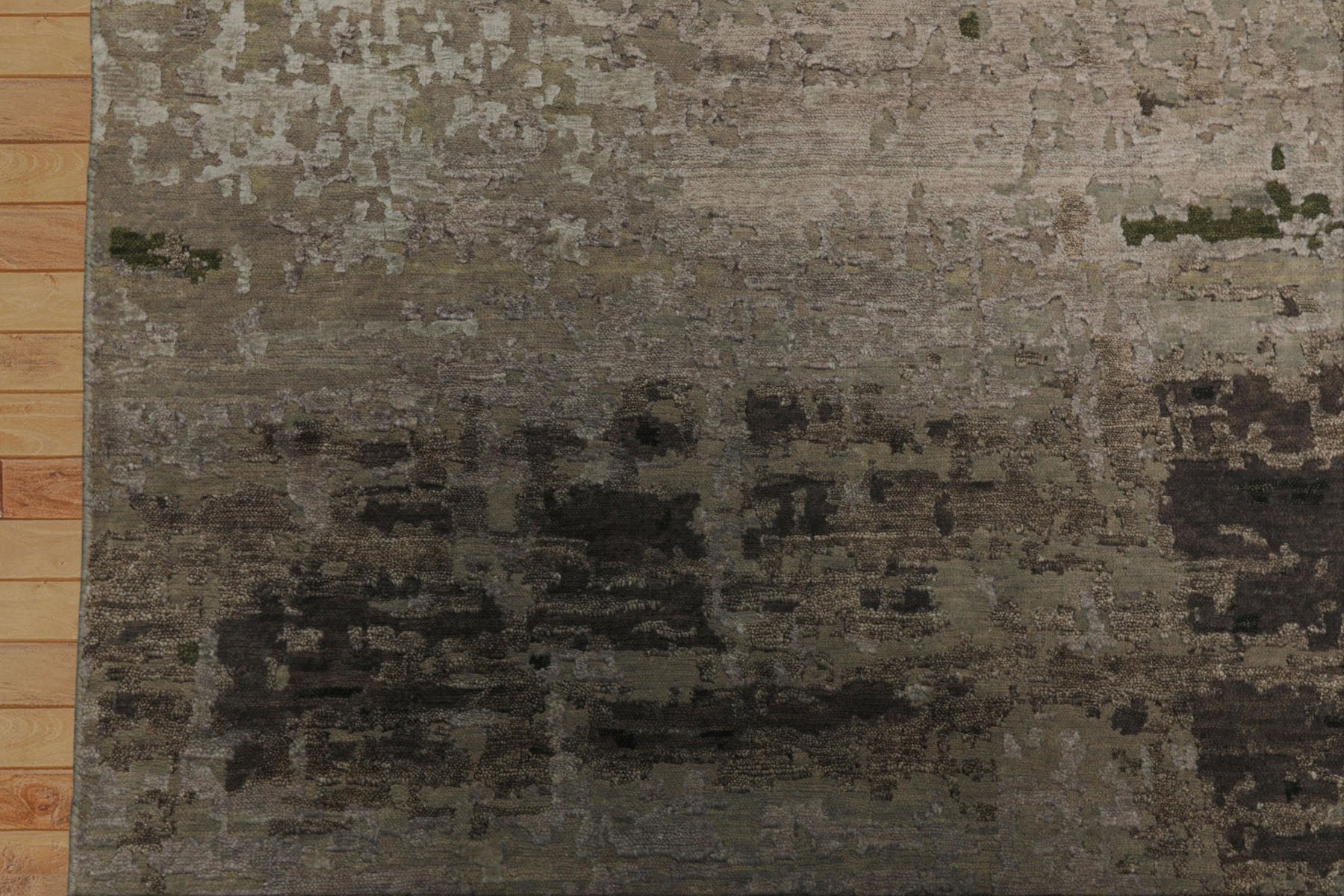 6x9 Beige, Taupe, Green Color Hand Knotted Sherpa Wool & Bamboo Silk Modern Oriental Rug
