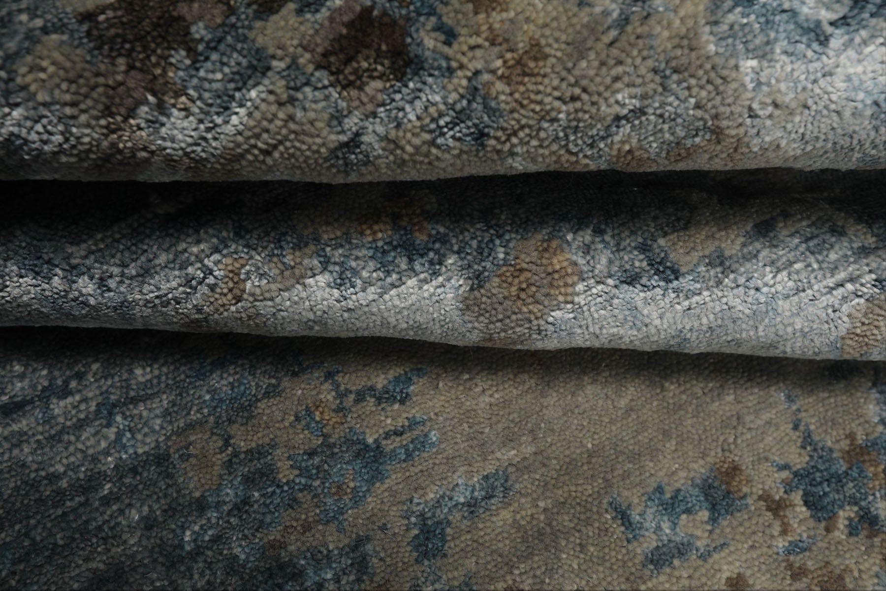 6x9 Gray, Aqua, Brown Color Hand Knotted Sherpa Wool & Bamboo Silk Modern Oriental Rug