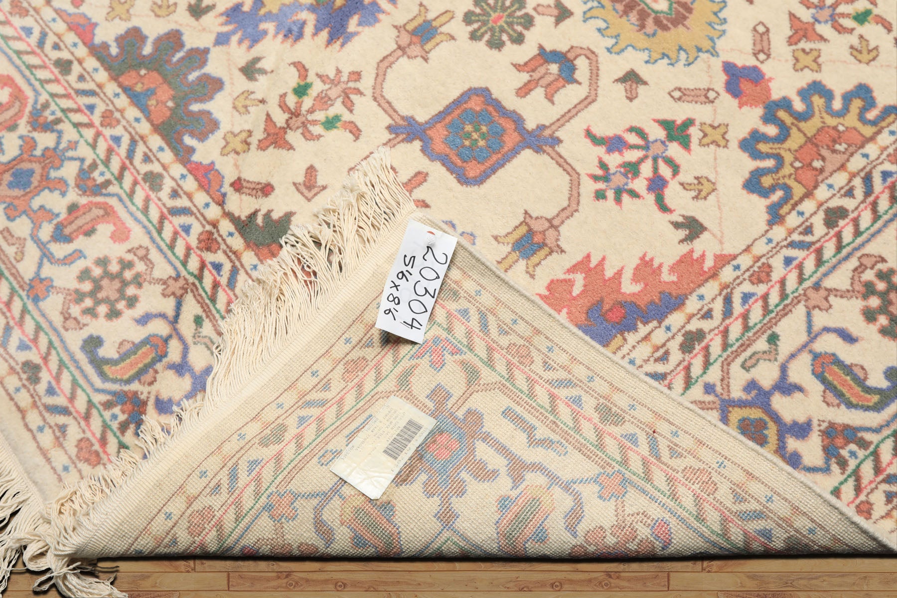 5x8 Ivory, Aqua, Lime Color Hand Knotted Oushak Wool Arts & Crafts Oriental Rug