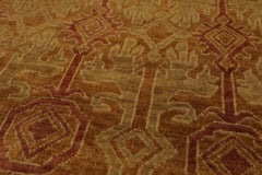 4x6 Gold, Rust, Green Color Hand Knotted Tibetan Wool Transitional Oriental Rug