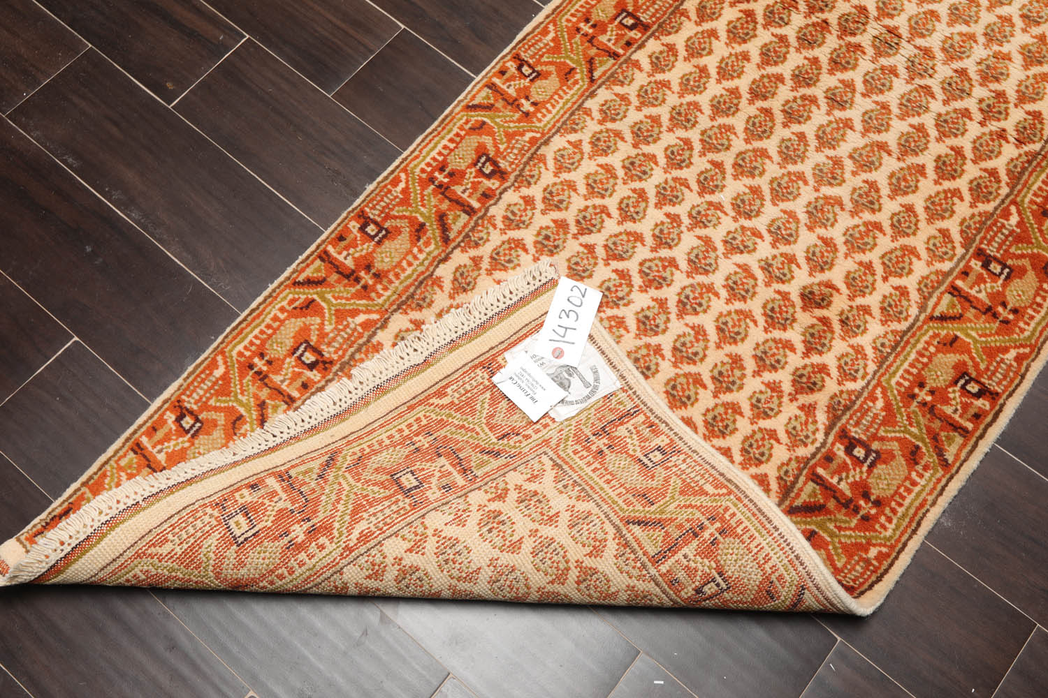 Runner Beige, Burnt Orange, Mustard Color Hand Knotted All-Over 100% Wool Traditional Oriental Rug