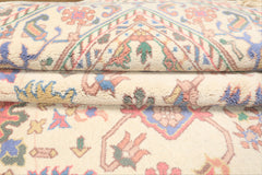5x8 Ivory, Aqua, Lime Color Hand Knotted Oushak Wool Arts & Crafts Oriental Rug