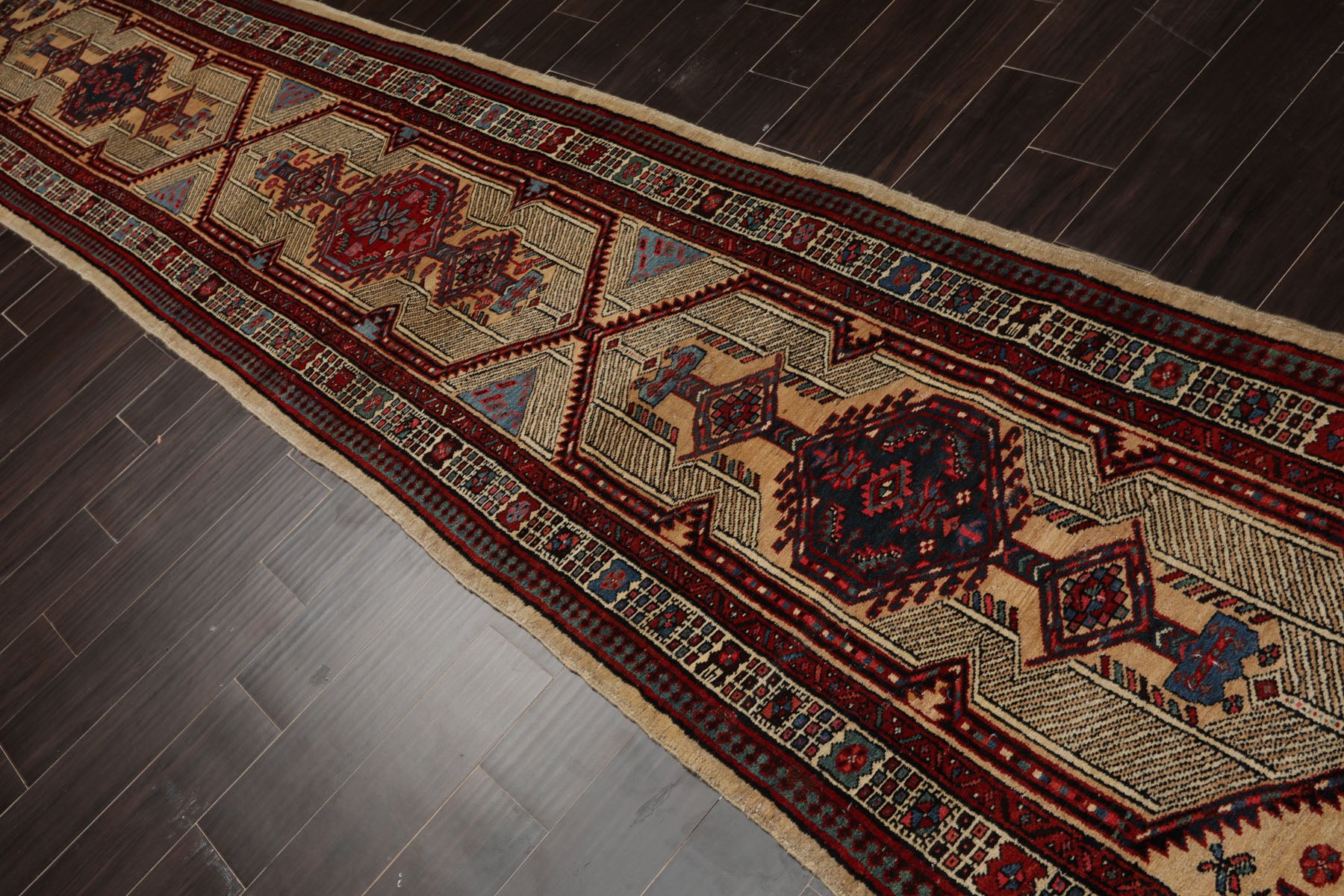 3x14 Beige, Rust, Red Color Hand Knotted Antique Herati Wool Traditional Oriental Rug