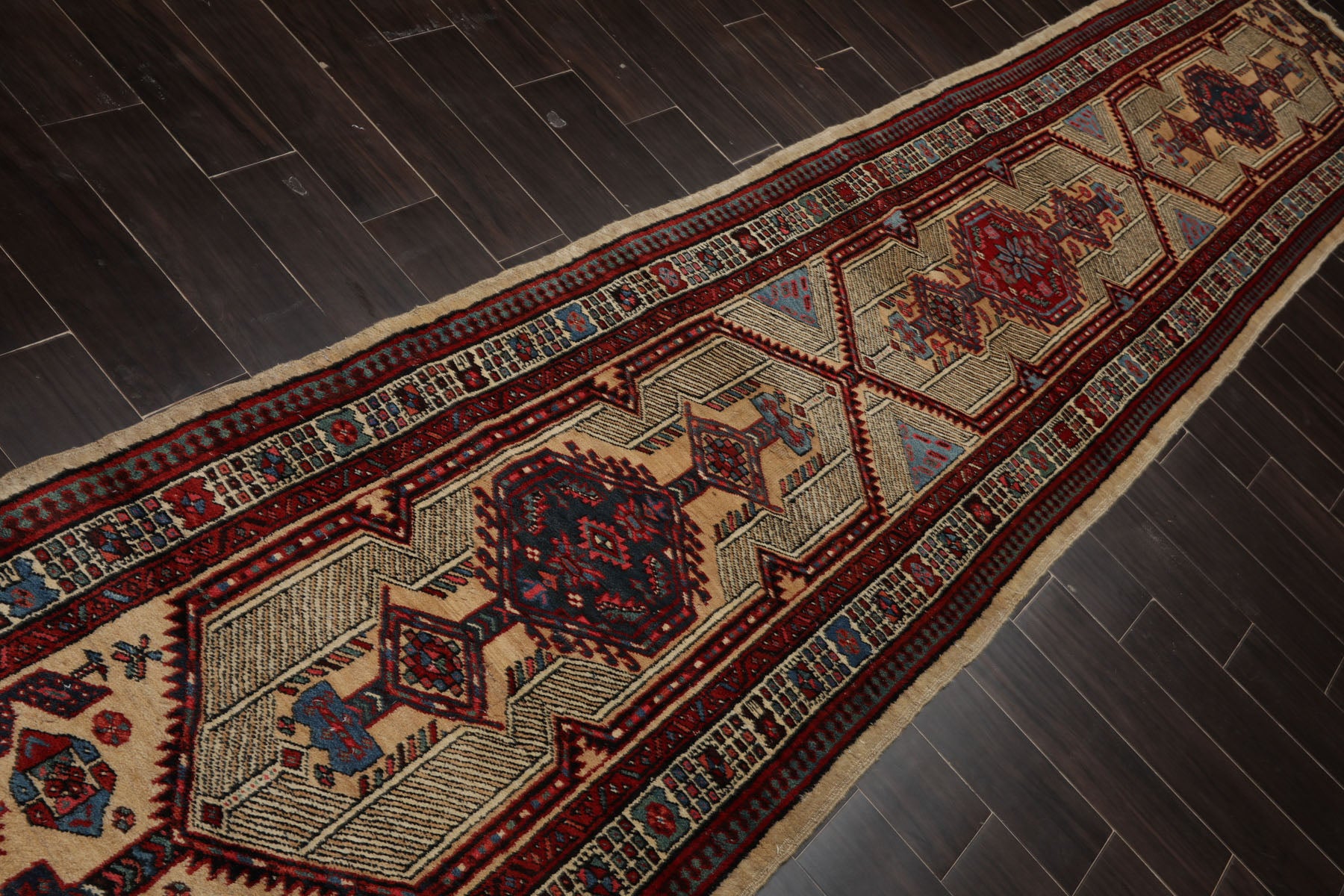 3x14 Beige, Rust, Red Color Hand Knotted Antique Herati Wool Traditional Oriental Rug