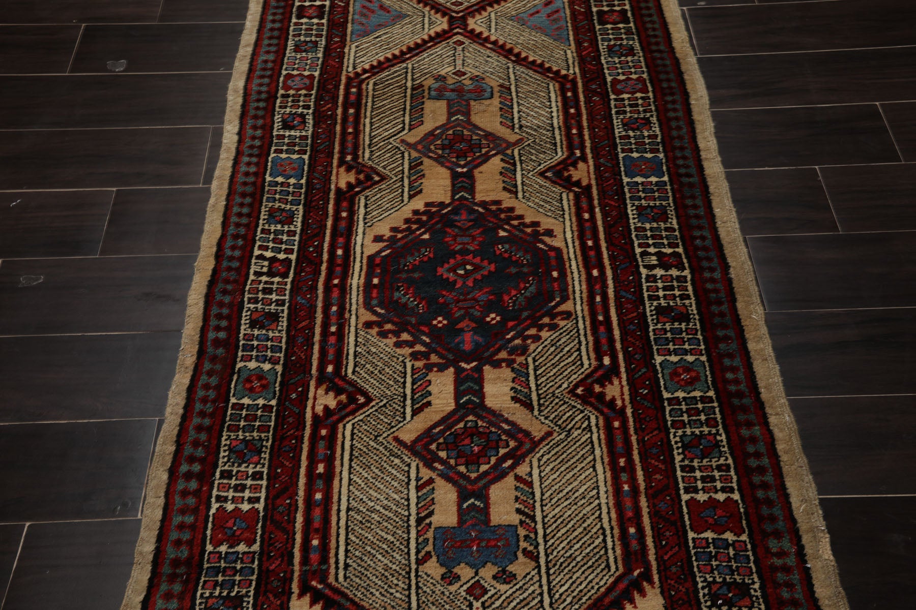3x14 Beige, Rust, Red Color Hand Knotted Antique Herati Wool Traditional Oriental Rug