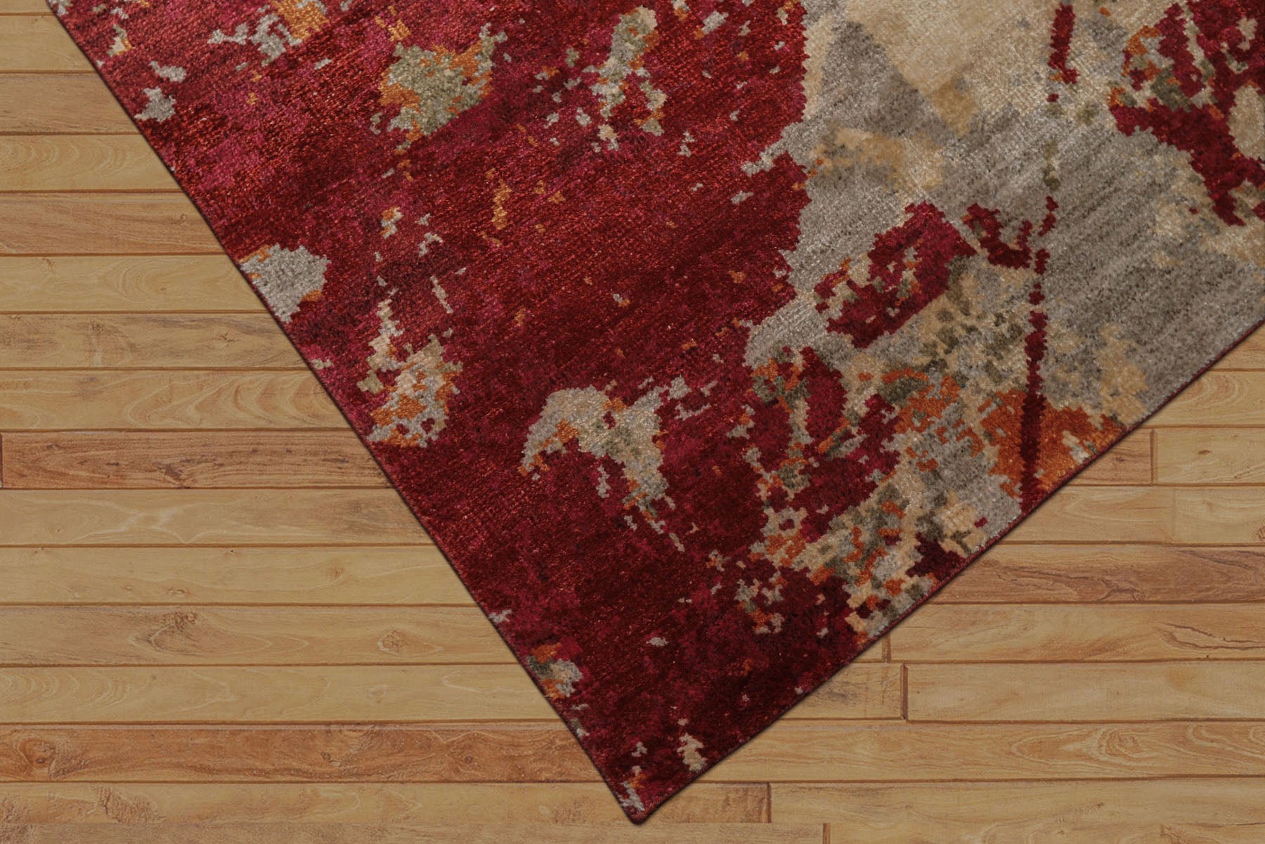 6x9 Plum, Red, Gray Color Hand Loomed Sherpa Bamboo Silk Modern Oriental Rug