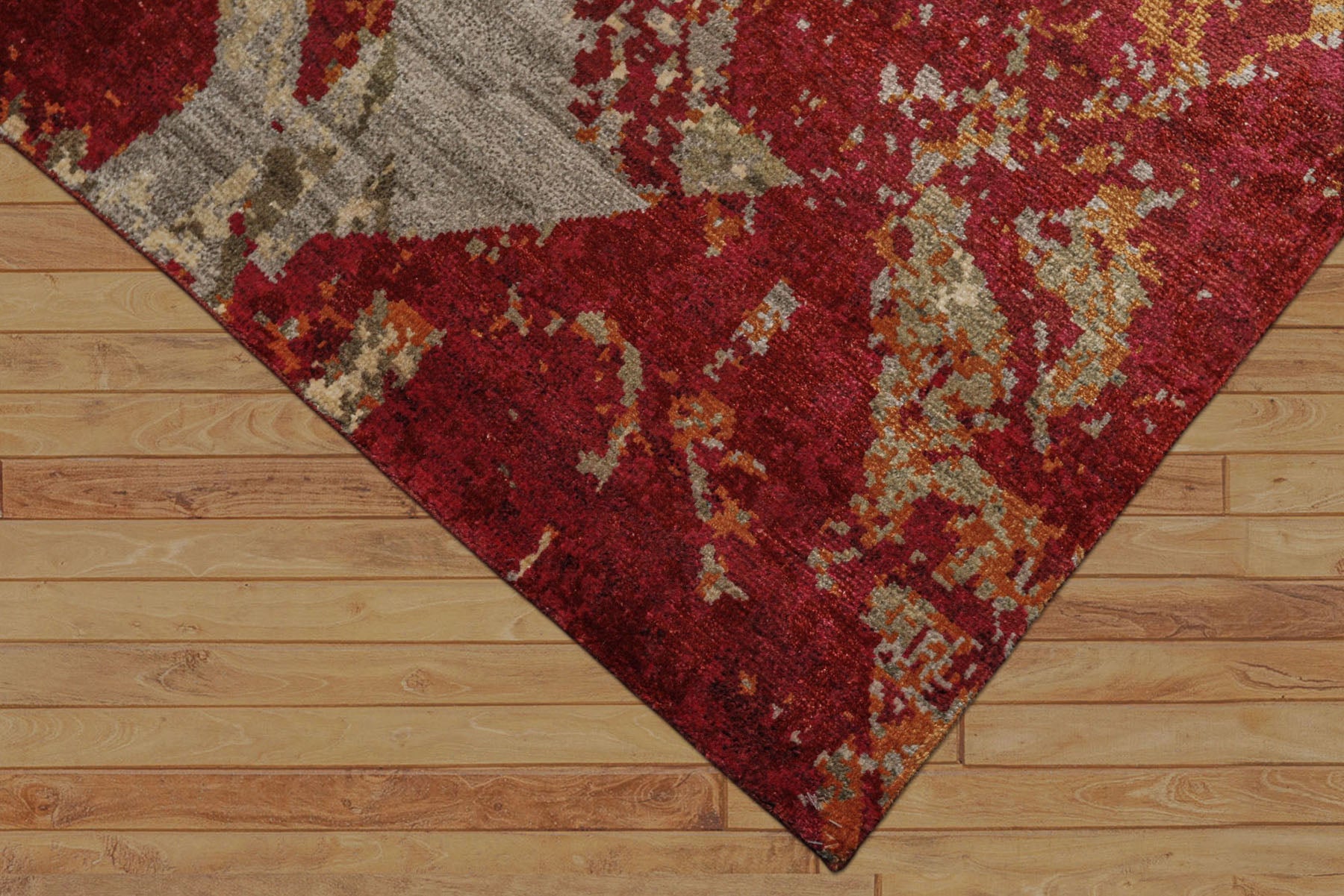 6x9 Plum, Red, Gray Color Hand Loomed Sherpa Bamboo Silk Modern Oriental Rug