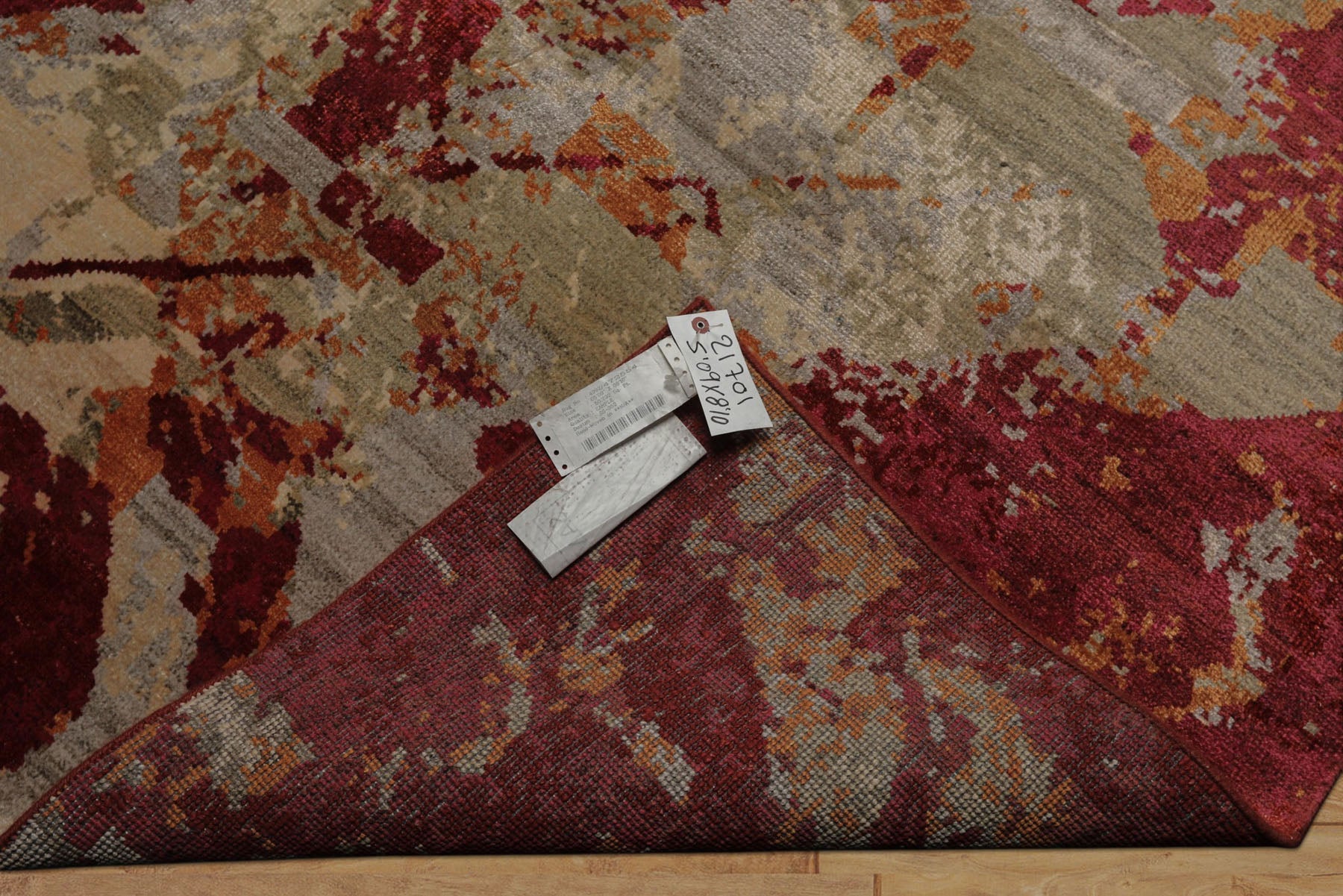 6x9 Plum, Red, Gray Color Hand Loomed Sherpa Bamboo Silk Modern Oriental Rug