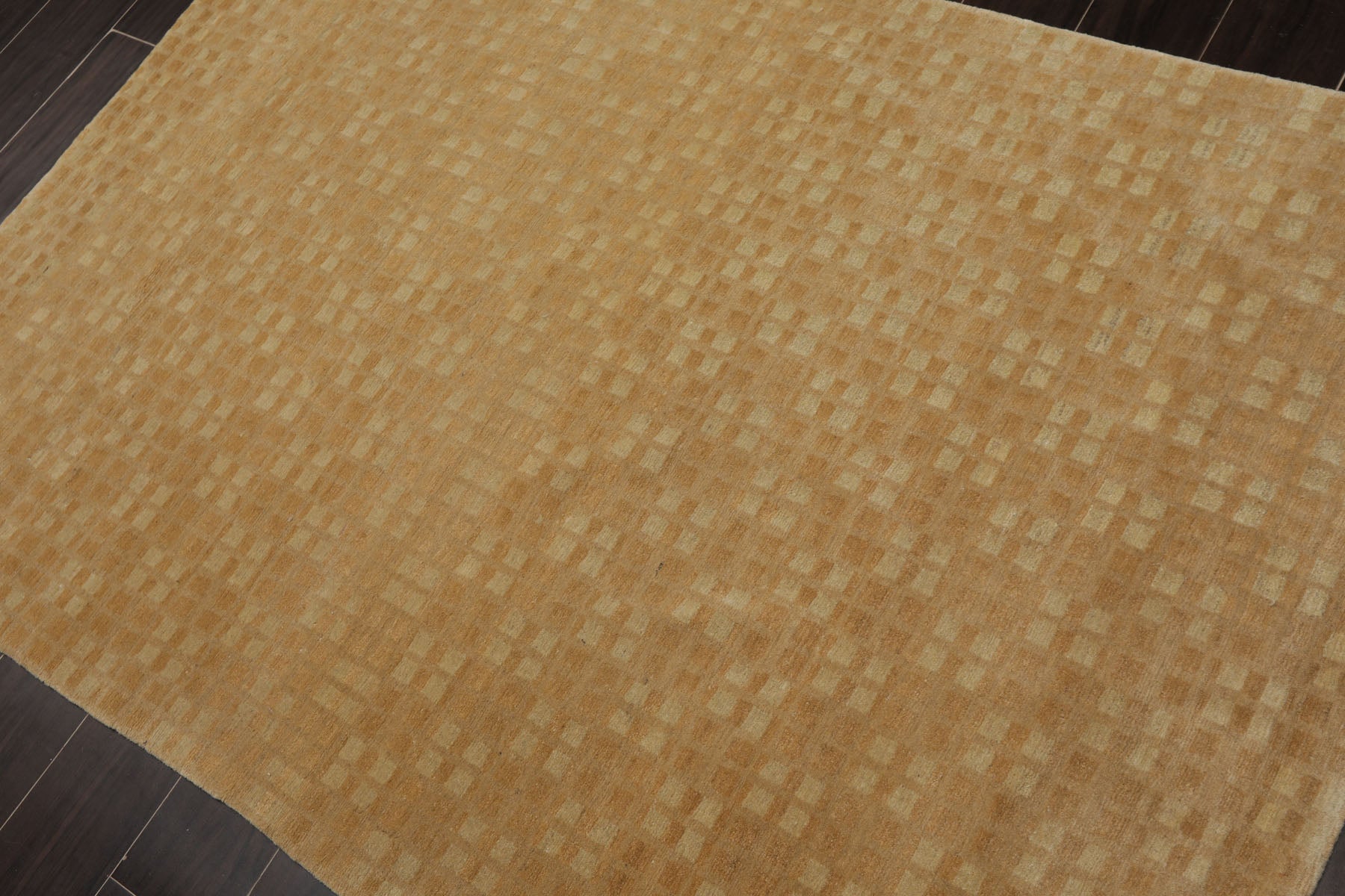 4x6 Beige, Tan, Color Hand Knotted Tibetan Wool & Silk Transitional Oriental Rug