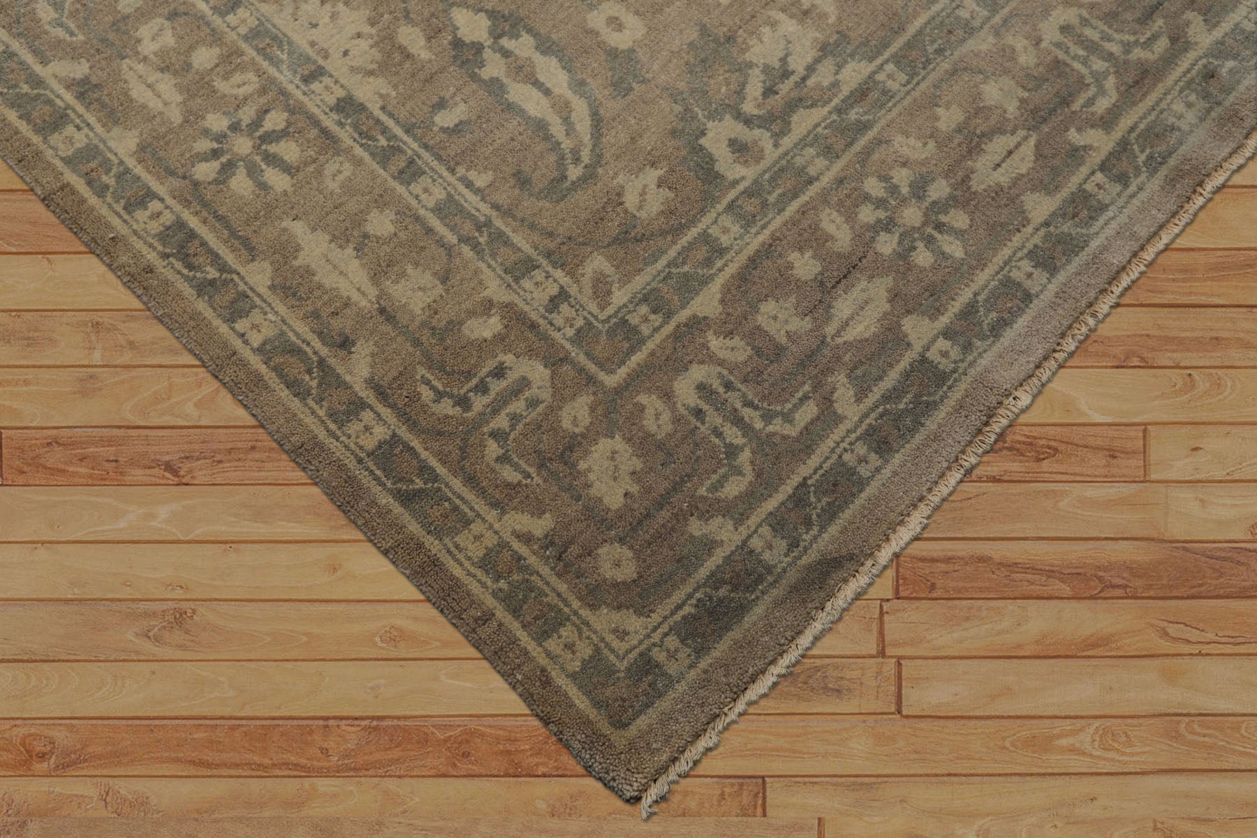 6x9 Taupe, Slate, Beige Color Hand Knotted Oushak Wool Traditional Oriental Rug