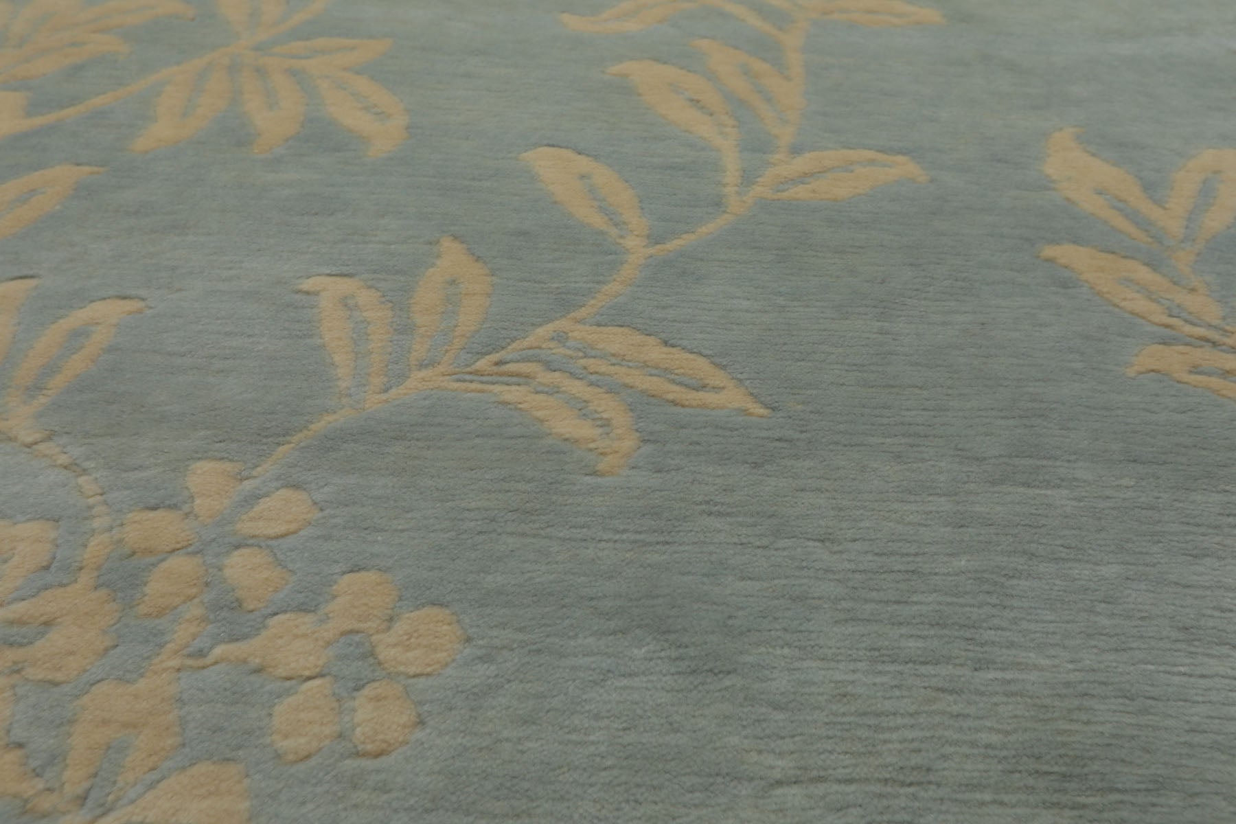 4x6 Aqua, Ivory, Color Hand Knotted Tibetan Wool Transitional Oriental Rug