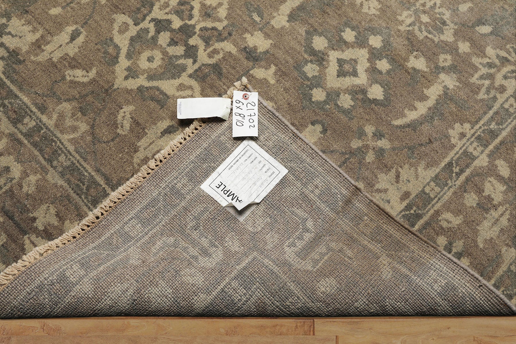 6x9 Taupe, Slate, Beige Color Hand Knotted Oushak Wool Traditional Oriental Rug