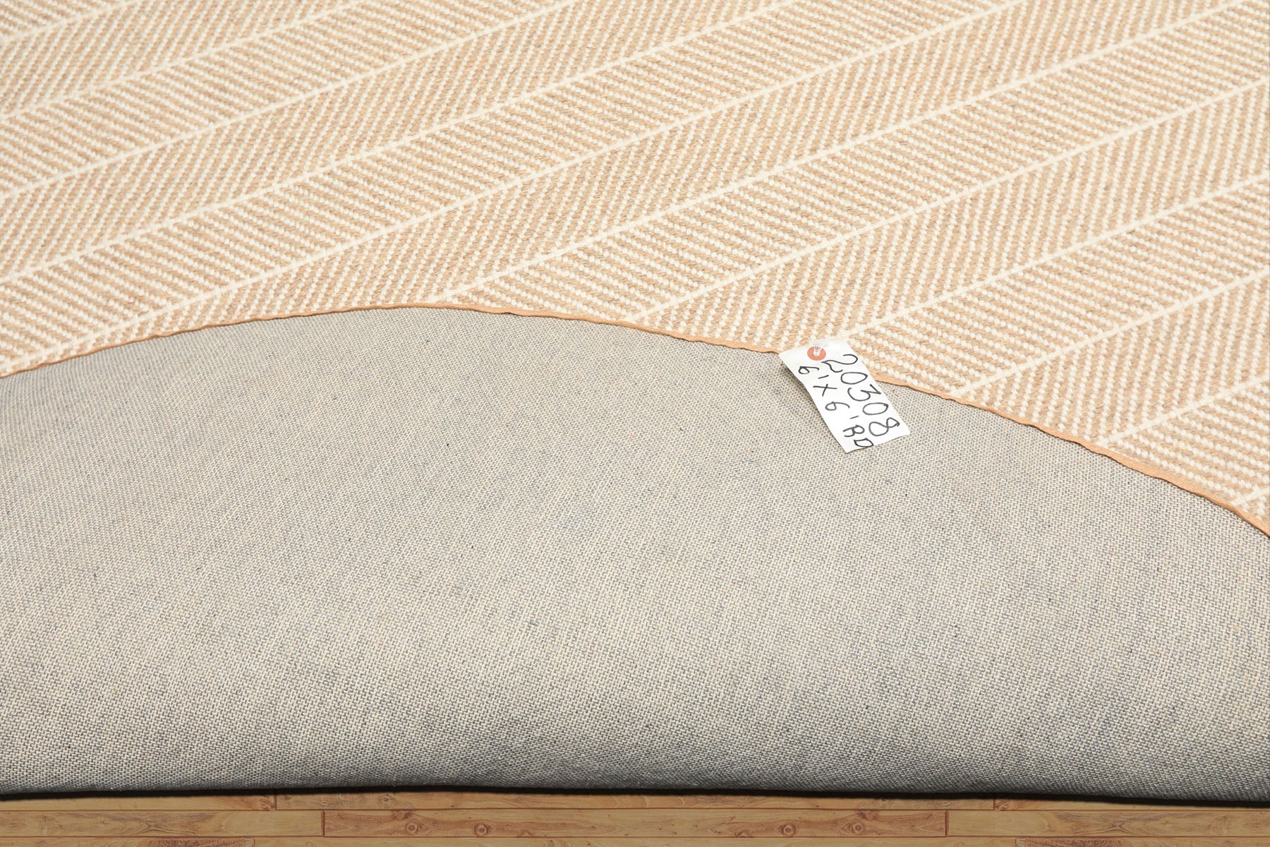 Round Tan, Ivory, Color Hand Woven Flatweave Wool Modern & Contemporary Oriental Rug