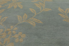 4x6 Aqua, Ivory, Color Hand Knotted Tibetan Wool Transitional Oriental Rug