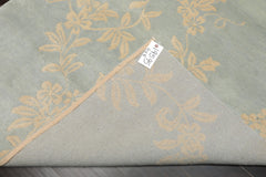 4x6 Aqua, Ivory, Color Hand Knotted Tibetan Wool Transitional Oriental Rug