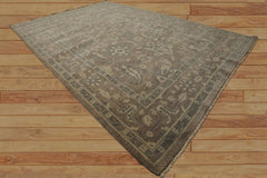 6x9 Taupe, Slate, Beige Color Hand Knotted Oushak Wool Traditional Oriental Rug
