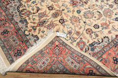 6x10 Ivory, Rose, Blue Color Hand Knotted Indo Tabriz New Zealand Wool Traditional Oriental Rug