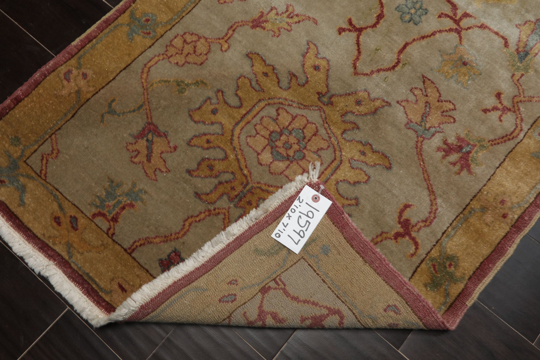 3x8 Beige, Gray, Gold Color Hand Knotted Antique Oushak Wool Traditional Oriental Rug