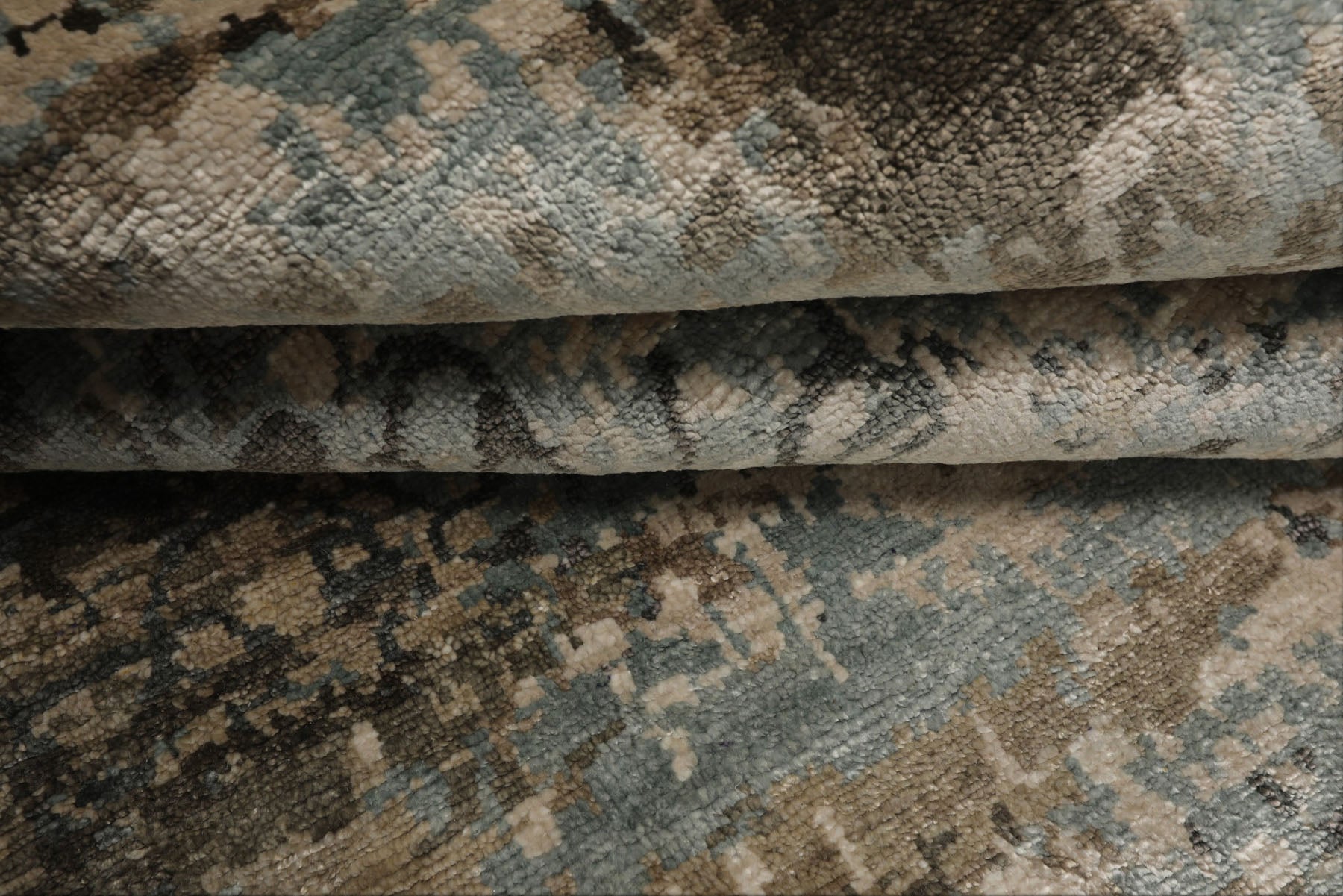6x9 Taupe, Aqua, Brown Color Hand Loomed Sherpa Bamboo Silk Modern Oriental Rug