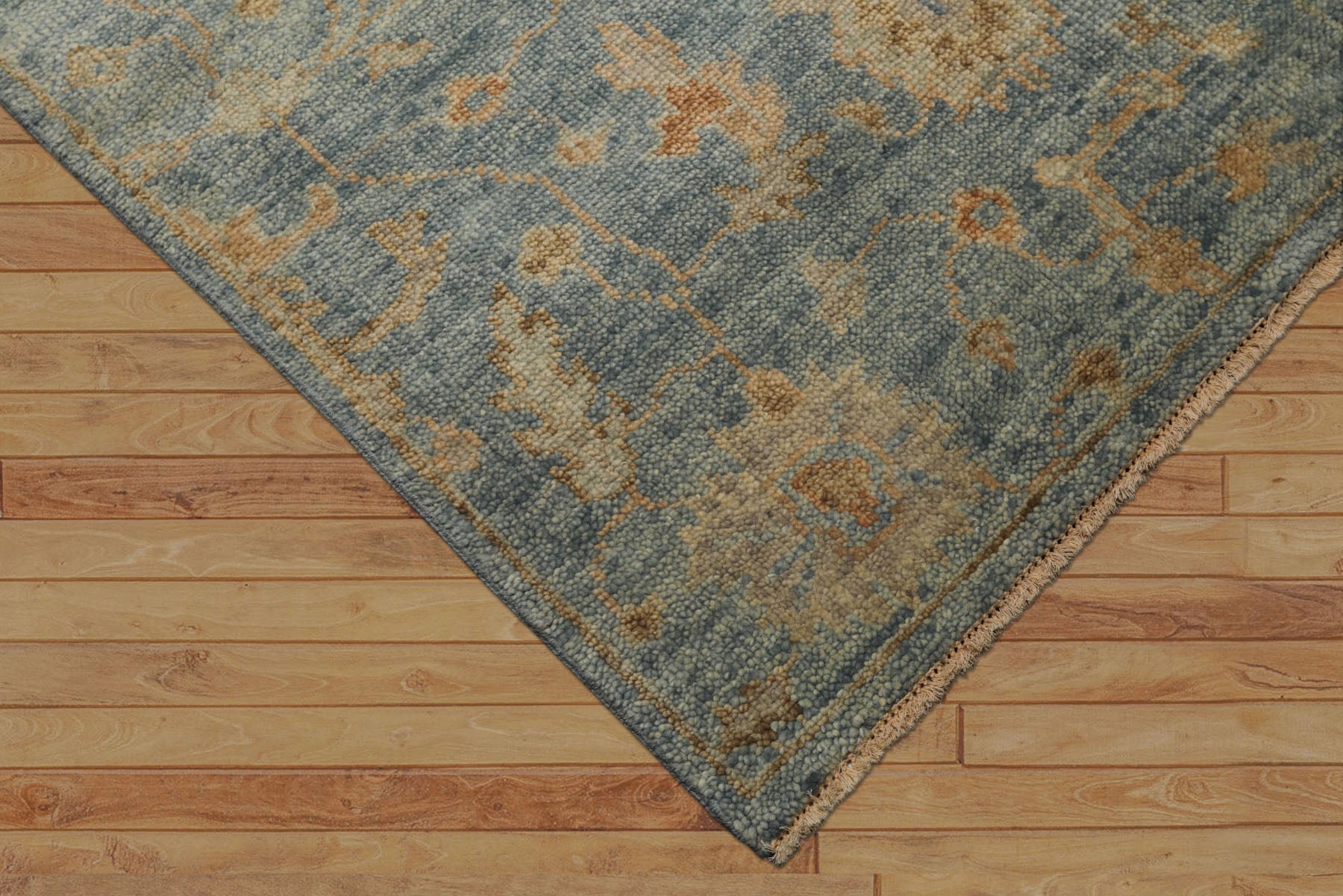 6x9 Aqua, Beige, Tan Color Hand Knotted Oushak Wool Traditional Oriental Rug