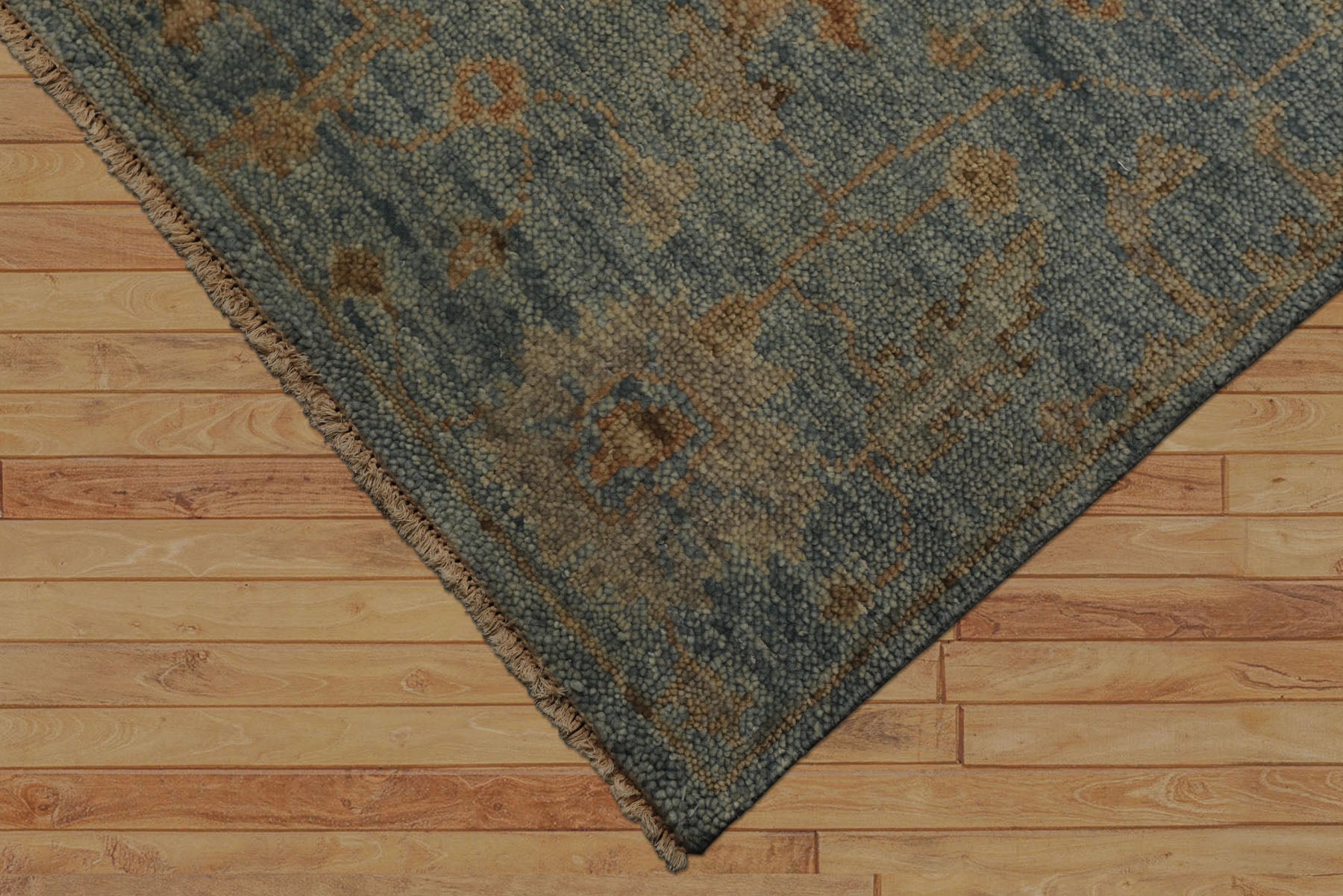 6x9 Aqua, Beige, Tan Color Hand Knotted Oushak Wool Traditional Oriental Rug