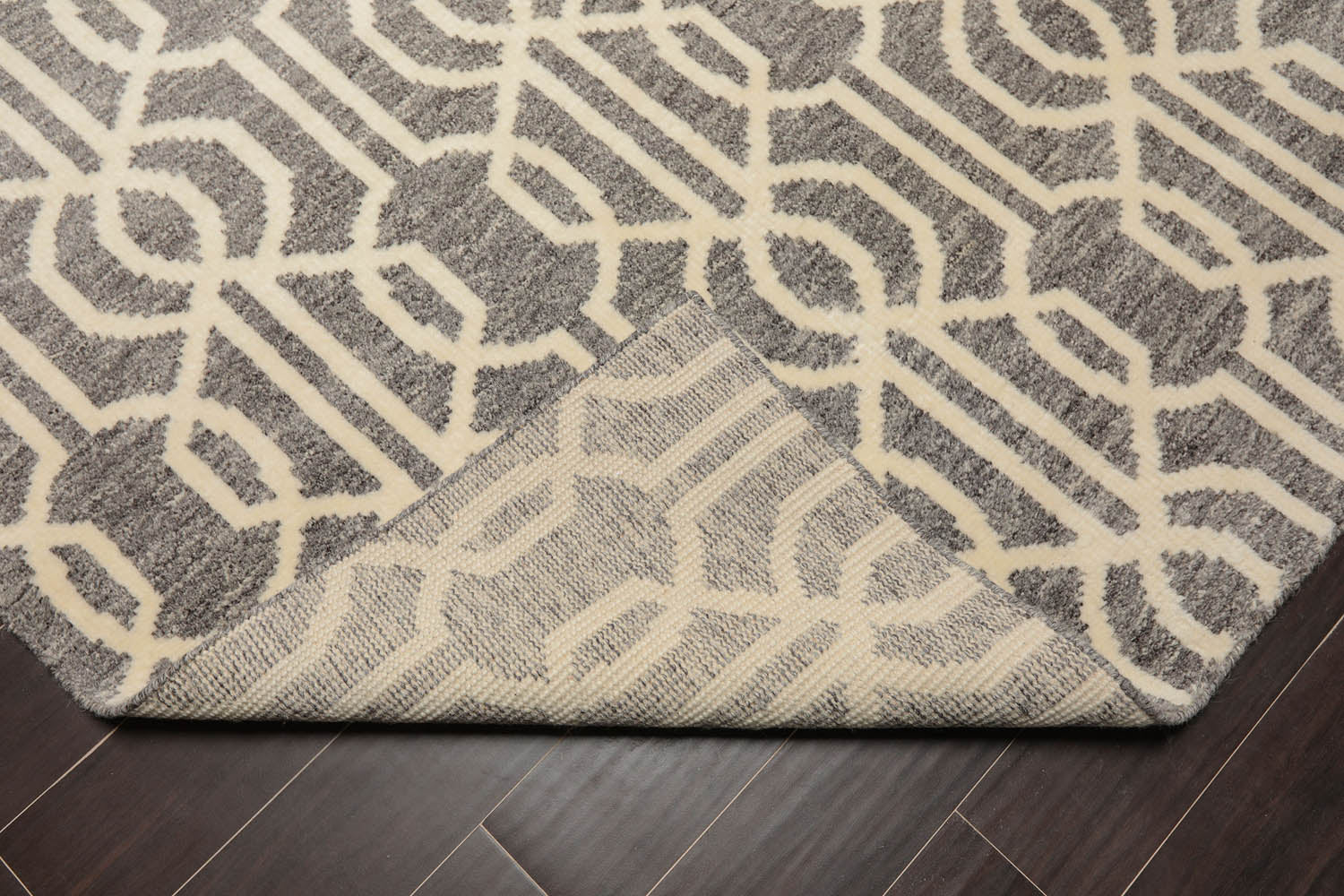 5x7 Gray, Ivory, Color Hand Knotted All-Over 100% Wool Contemporary Oriental Rug