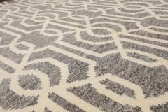 5x7 Gray, Ivory, Color Hand Knotted All-Over 100% Wool Contemporary Oriental Rug