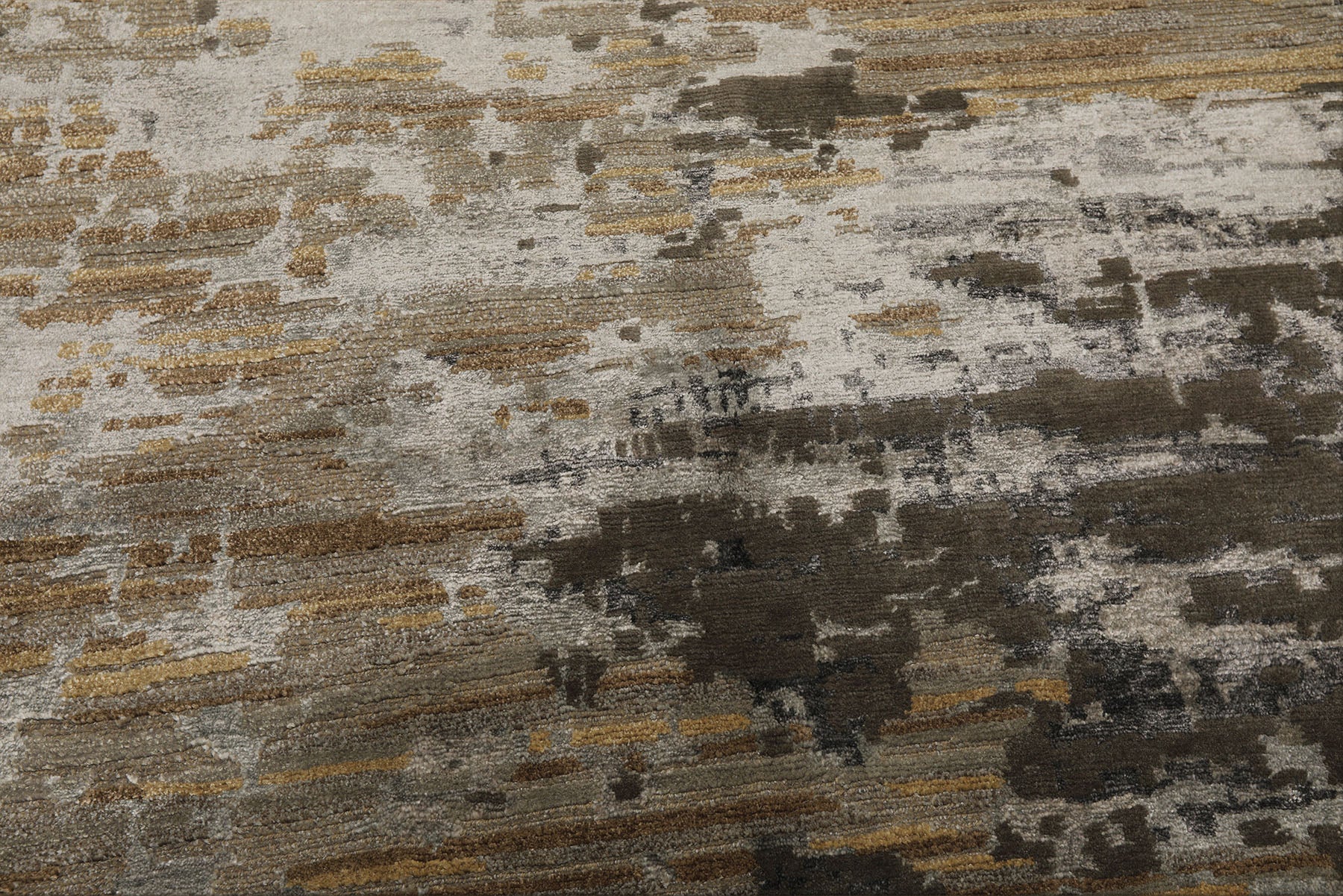 6x9 Brown, Silver, Gold Color Hand Knotted Sherpa Wool & Bamboo Silk Modern Oriental Rug