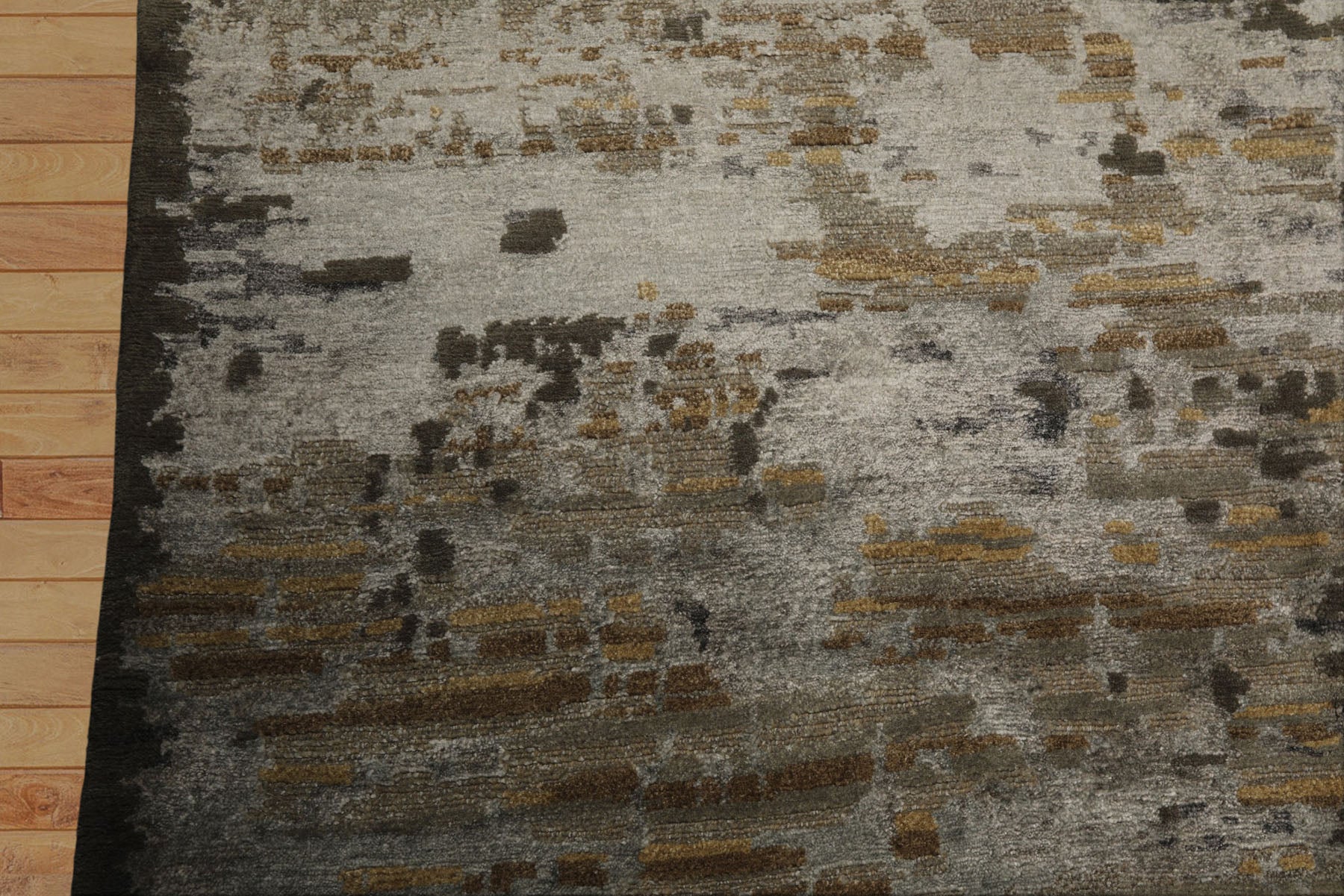 6x9 Brown, Silver, Gold Color Hand Knotted Sherpa Wool & Bamboo Silk Modern Oriental Rug